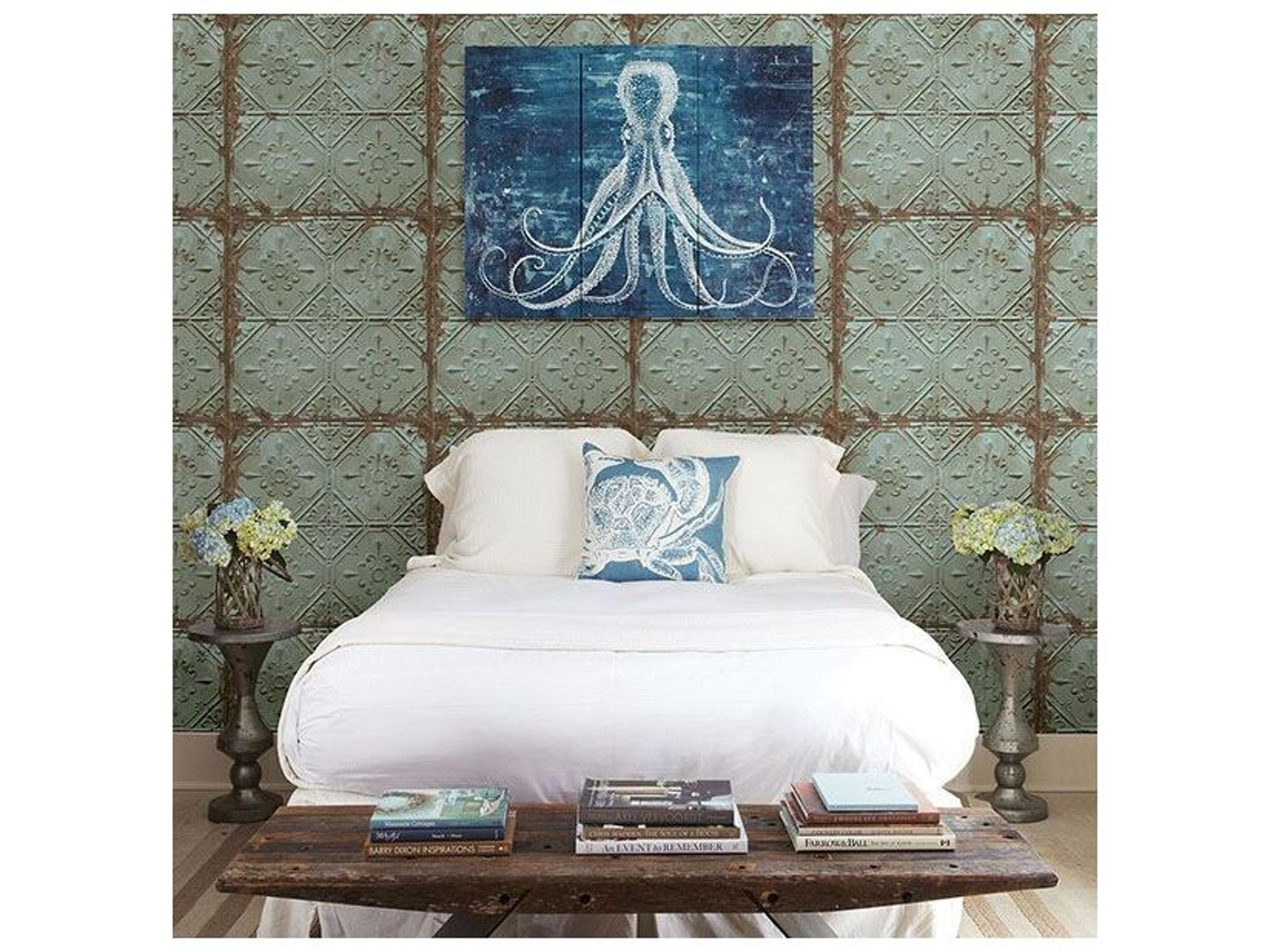 Brewster Home Fashions Techniques & Finishes Iii Artisan Turquoise Tin Ceiling Wallpaper