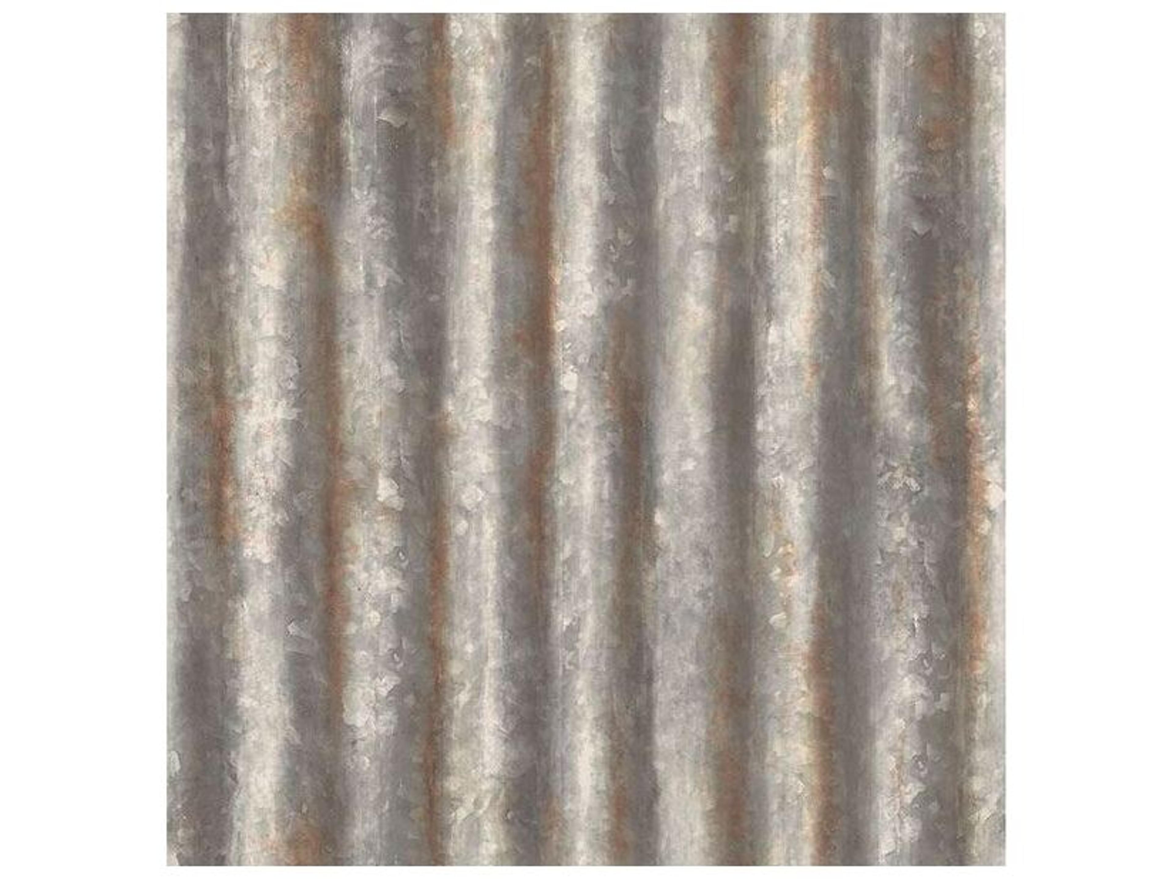 Techniques & Finishes Iii Alloy Silver Corrugated Metal Wallpaper