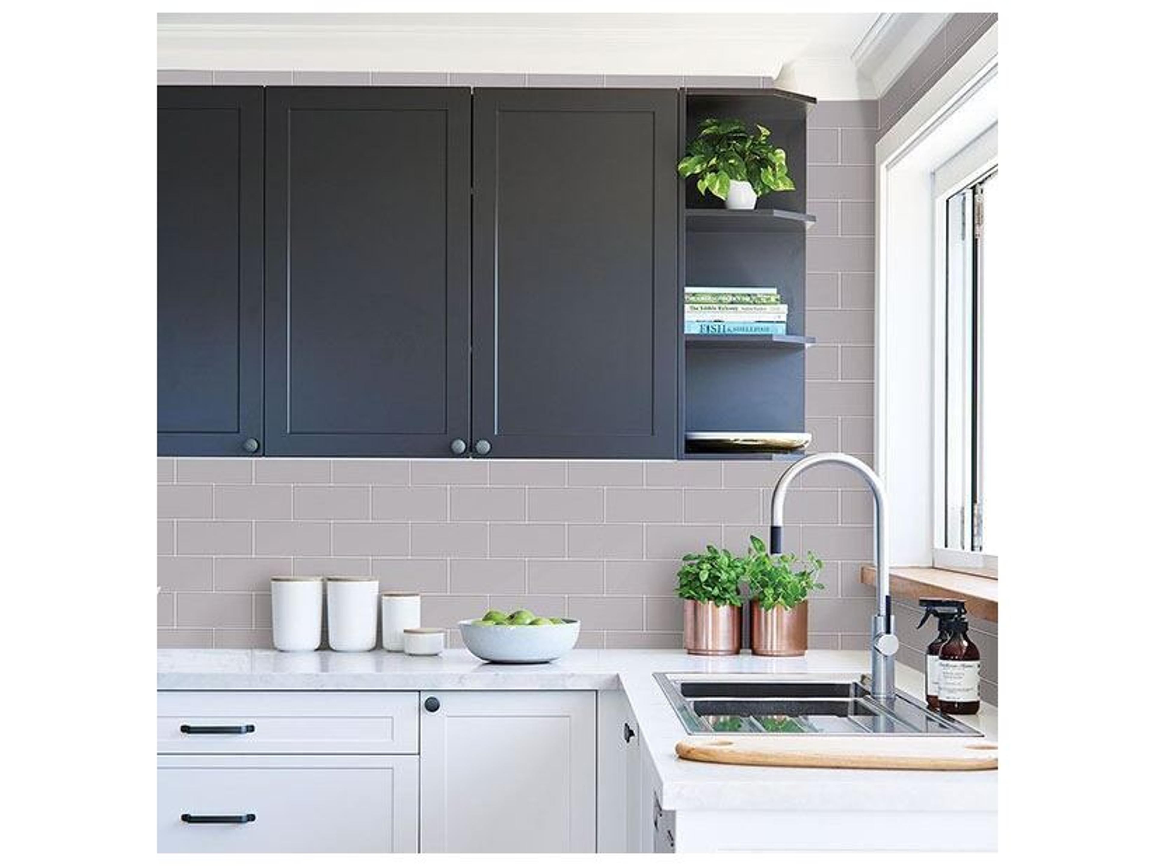 Brewster Home Fashions Techniques & Finishes Iii Galley Dark Grey Subway Tile Wallpaper