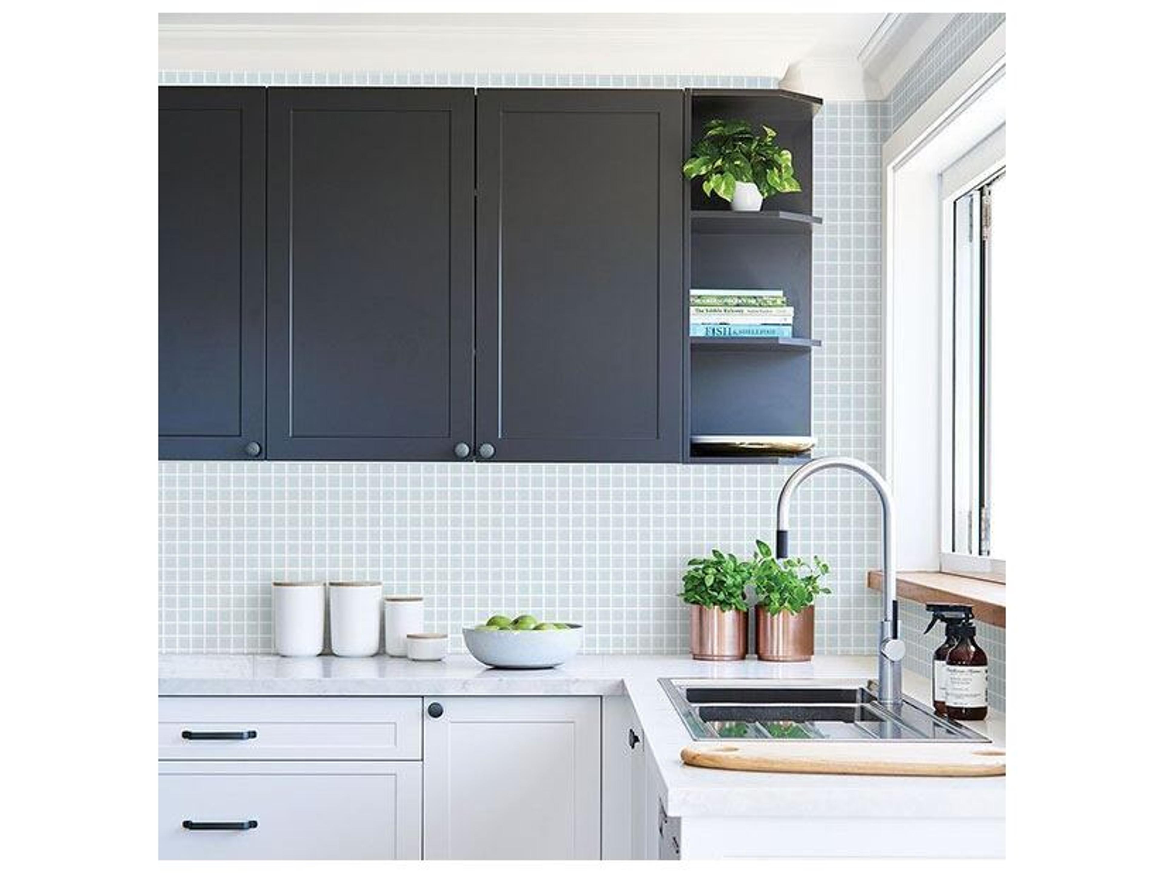 Brewster Home Fashions Techniques & Finishes Iii Tessellate Light Blue Glass Tile Wallpaper