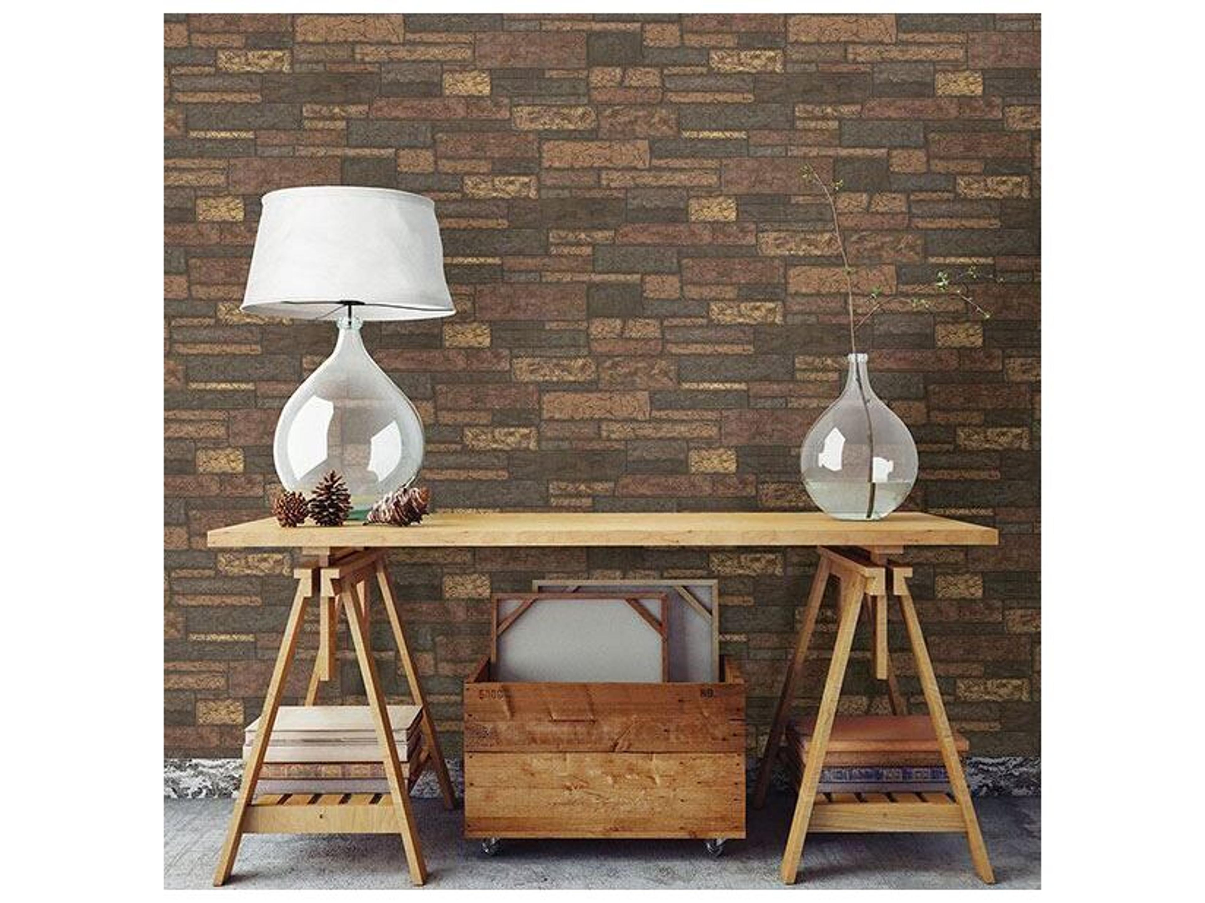 Brewster Home Fashions Techniques & Finishes Iii Madeline Brown Stone Texture Wallpaper