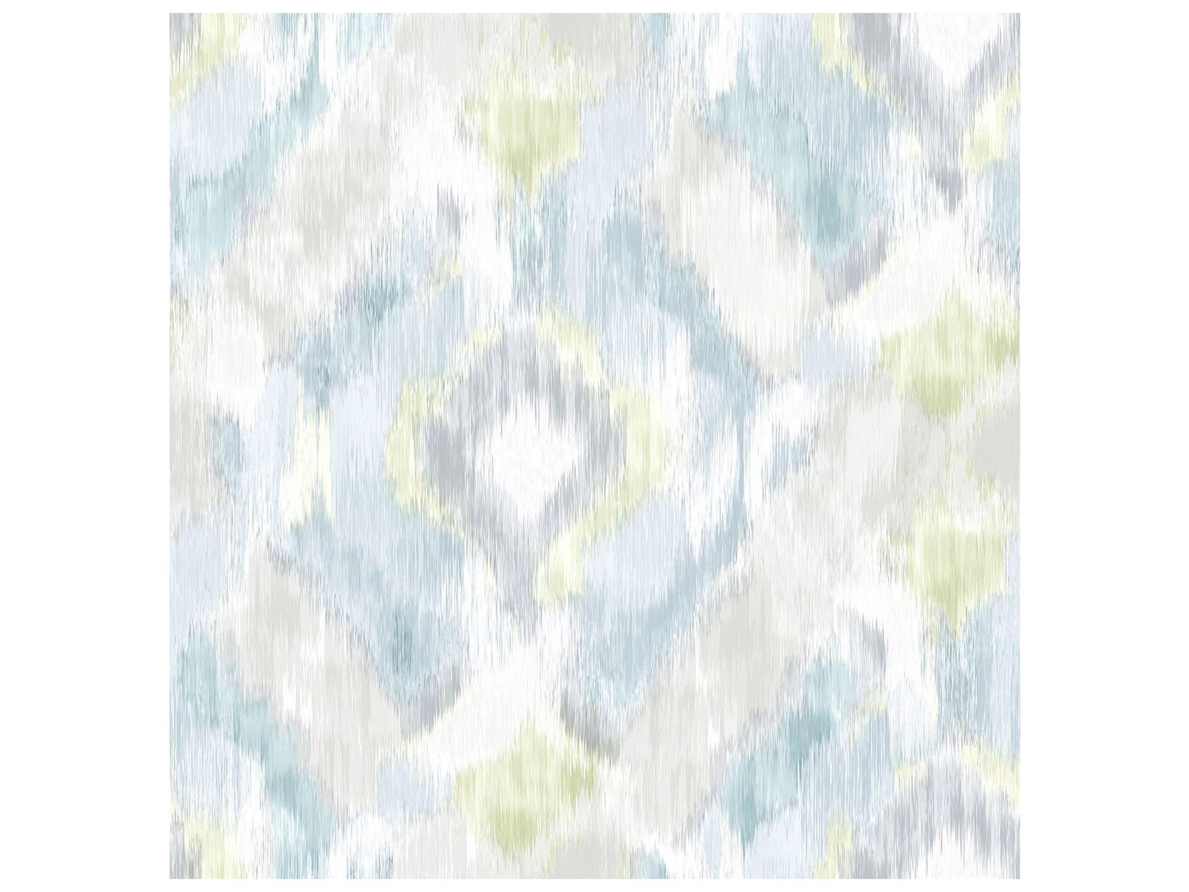 Aqua Mirage Abstract Ogee Wallpaper in Teal and Blue