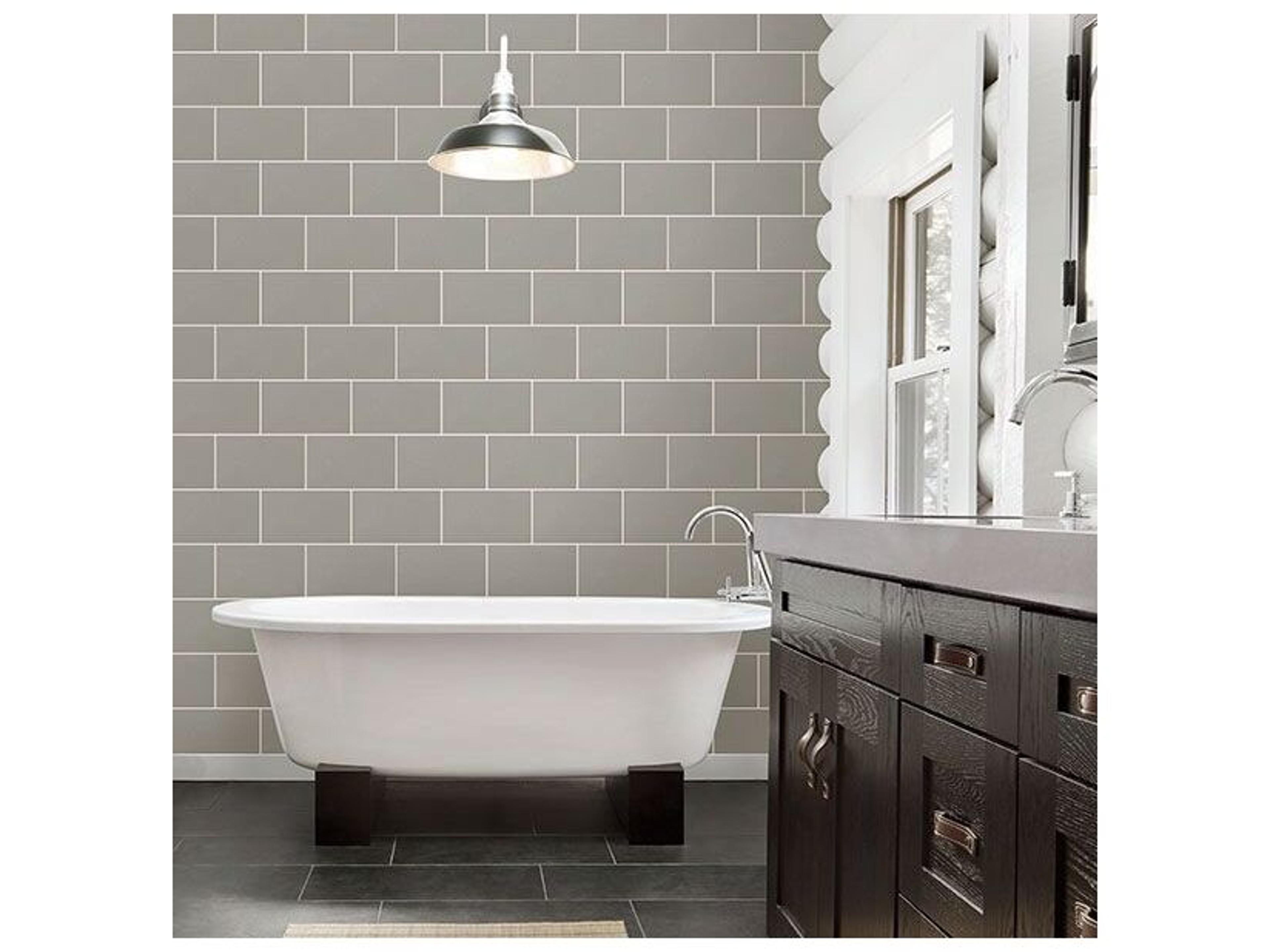 Brewster Home Fashions Advantage Neale Light Grey Subway Tile Wallpaper