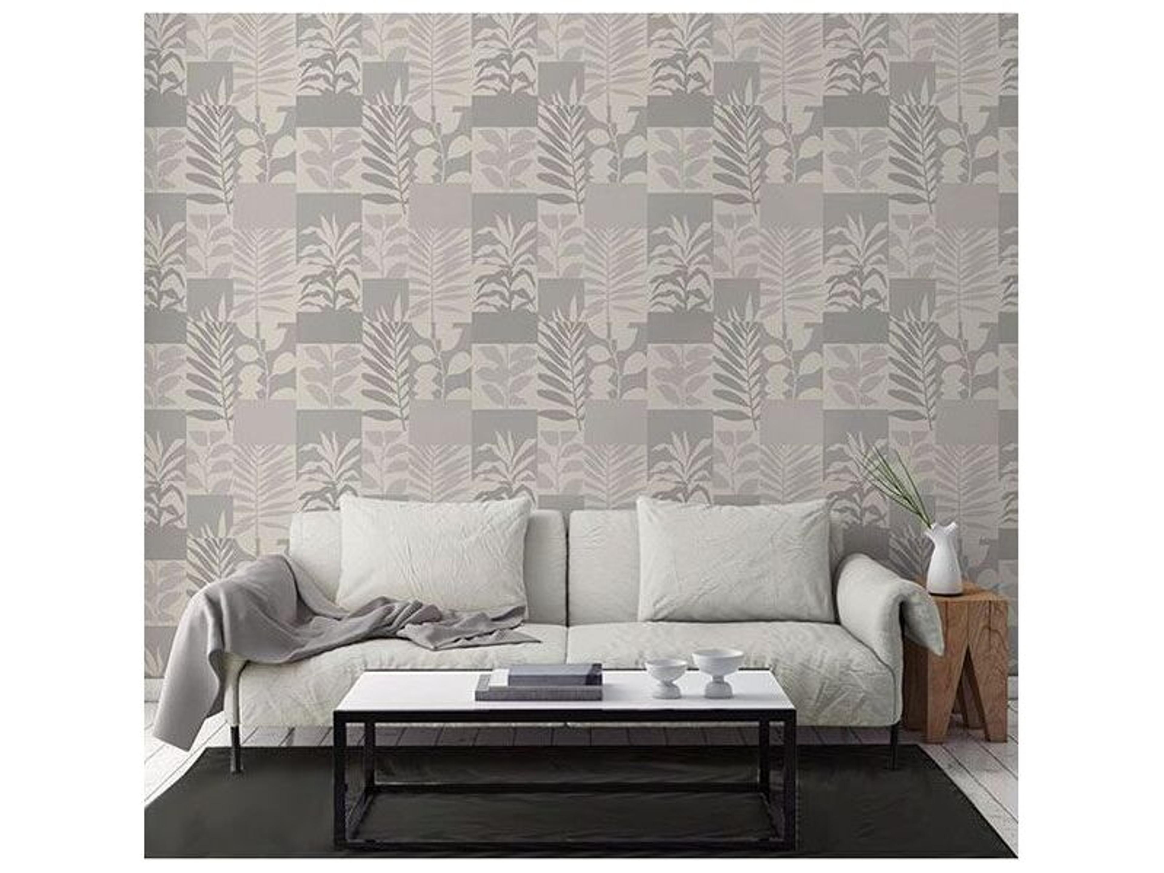 Brewster Home Fashions Advantage Hammons Silver Block Botanical Wallpaper