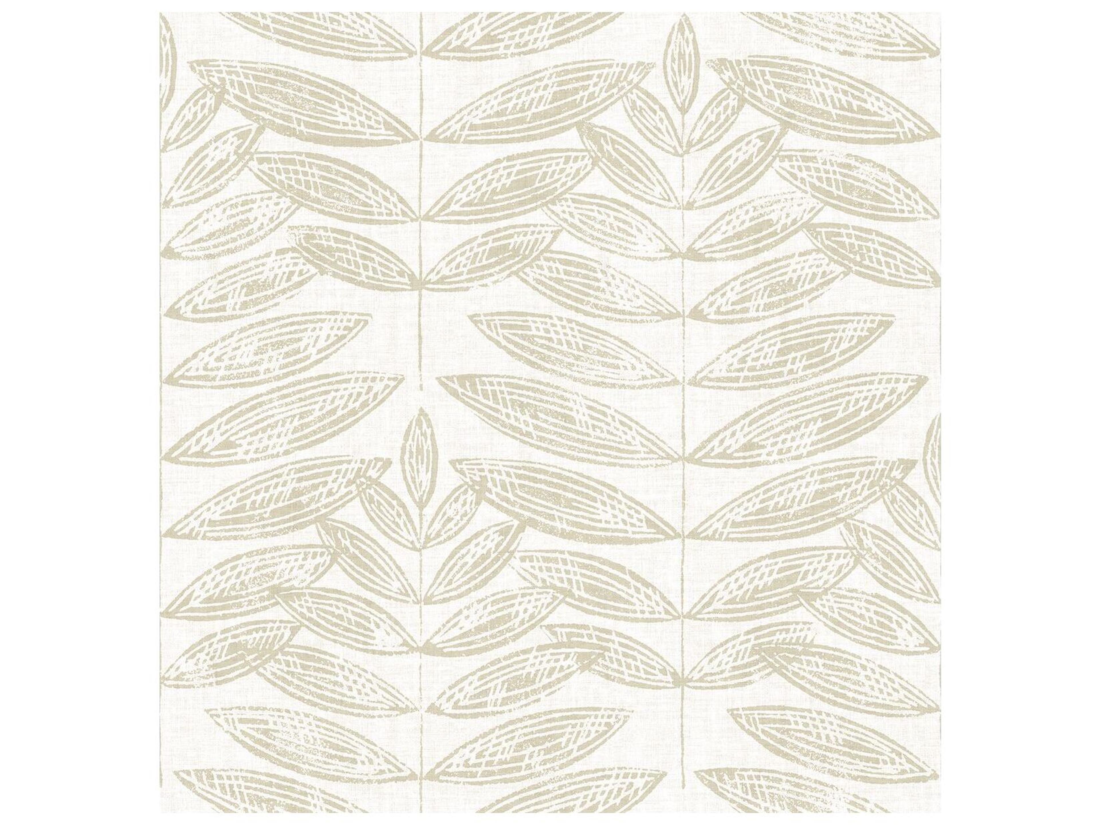 A-street Prints Akira Beige Leaf Wallpaper