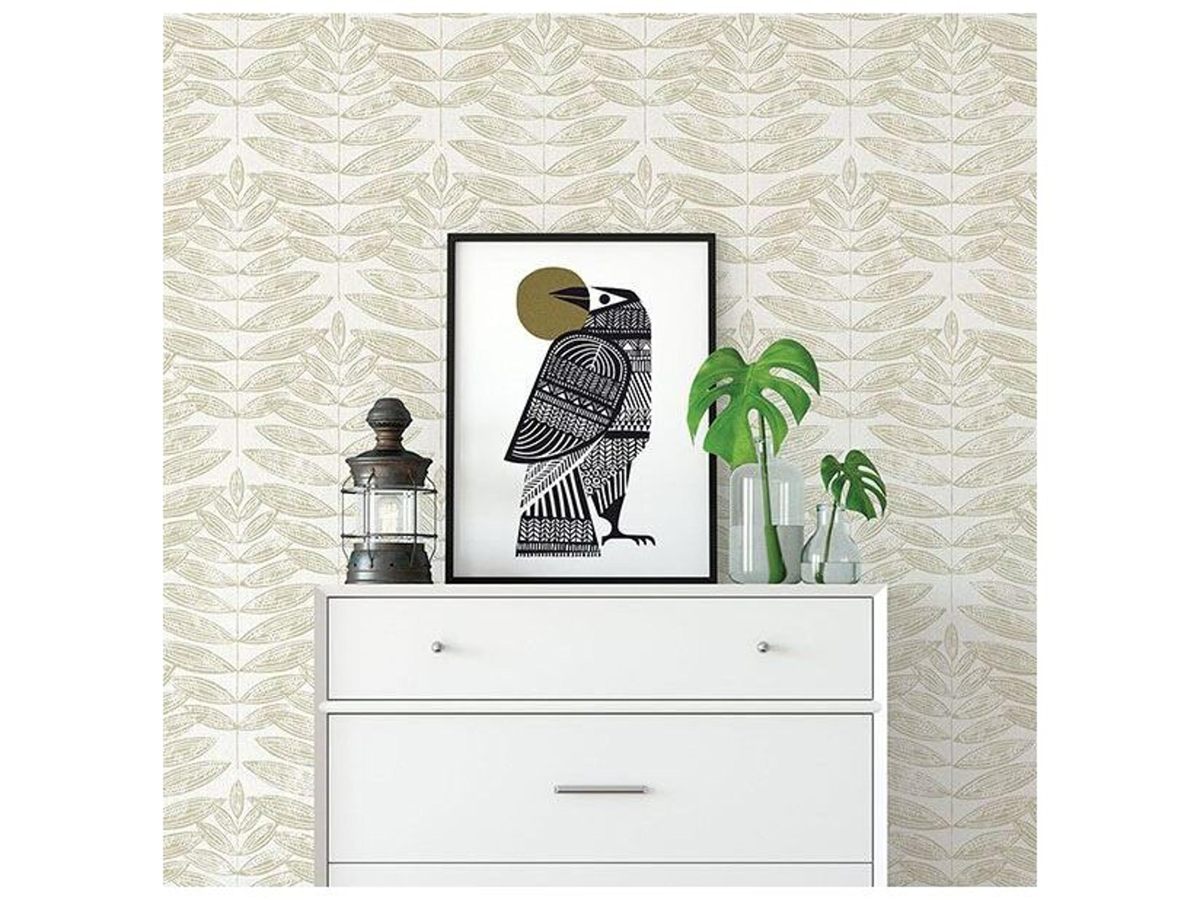 Brewster Home Fashions A-street Prints Akira Beige Leaf Wallpaper