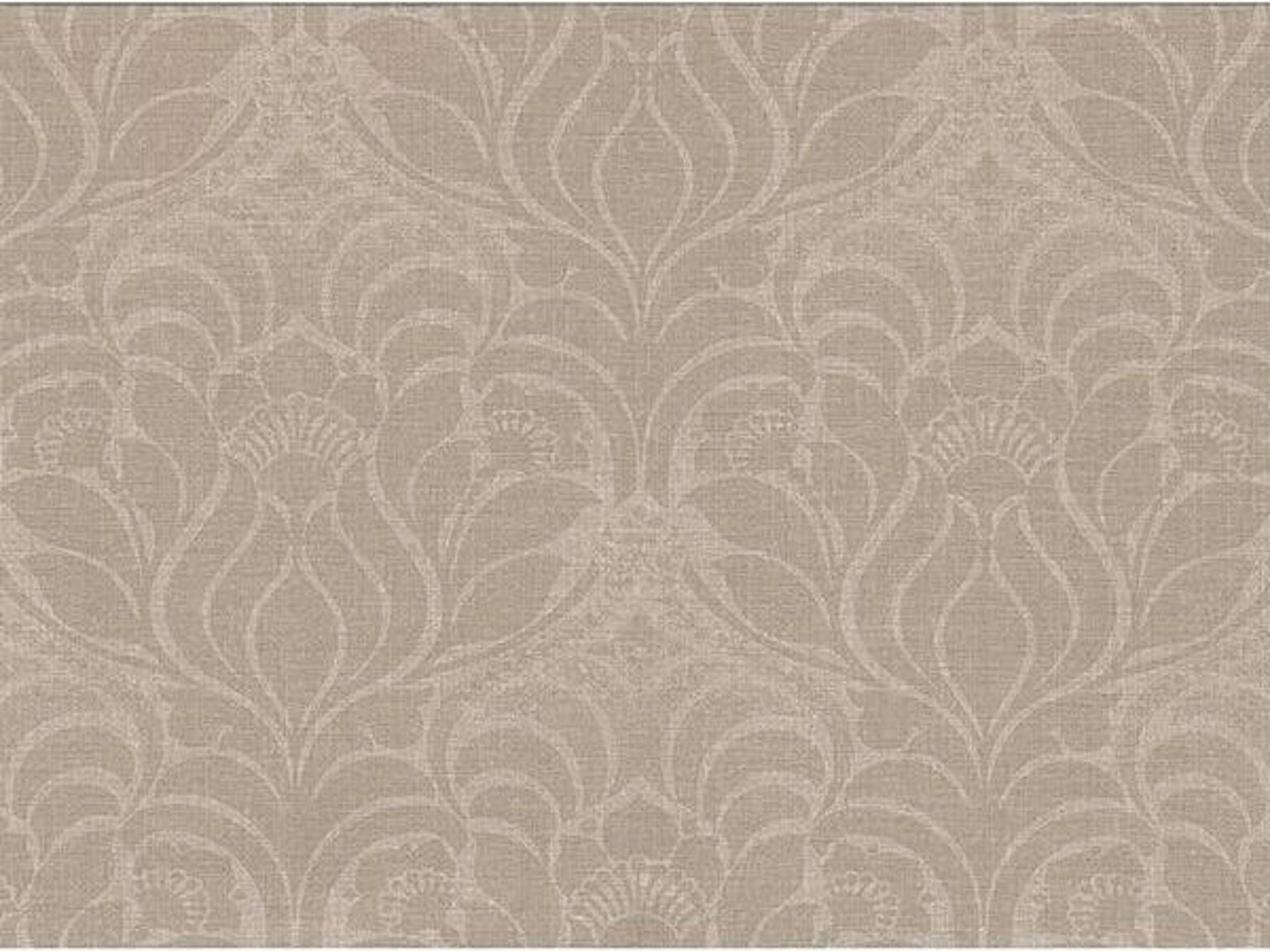 Warner Textures Sandor Light Brown Damask Wallpaper