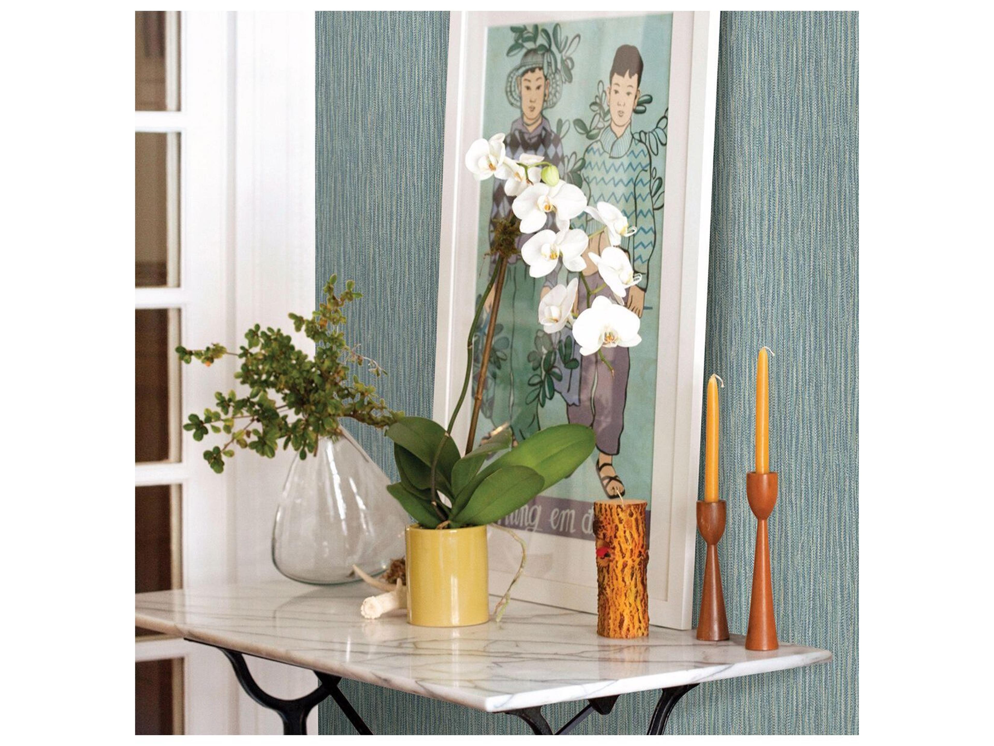 Brewster Home Fashions A-street Prints Raffia Aqua Faux Grasscloth Wallpaper