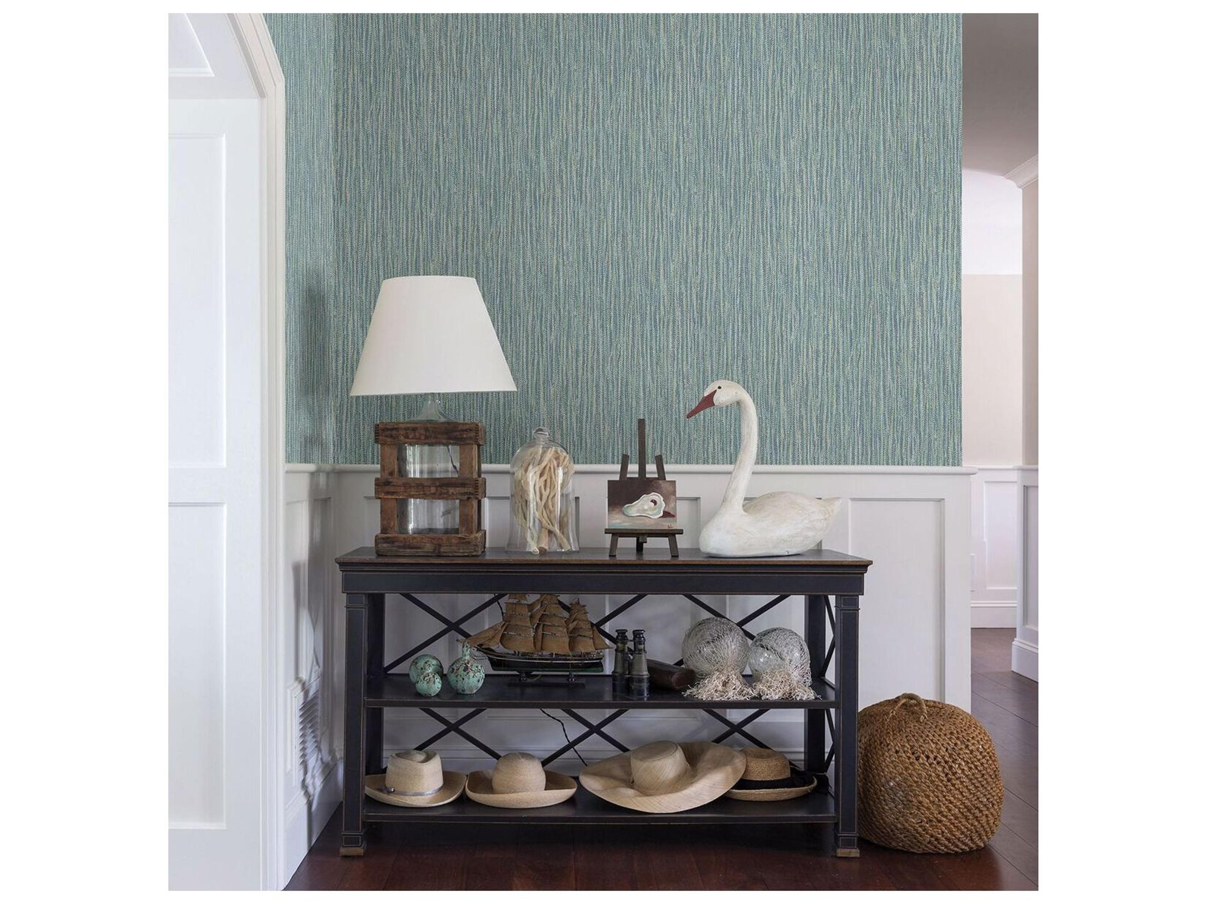 Brewster Home Fashions A-street Prints Raffia Aqua Faux Grasscloth Wallpaper