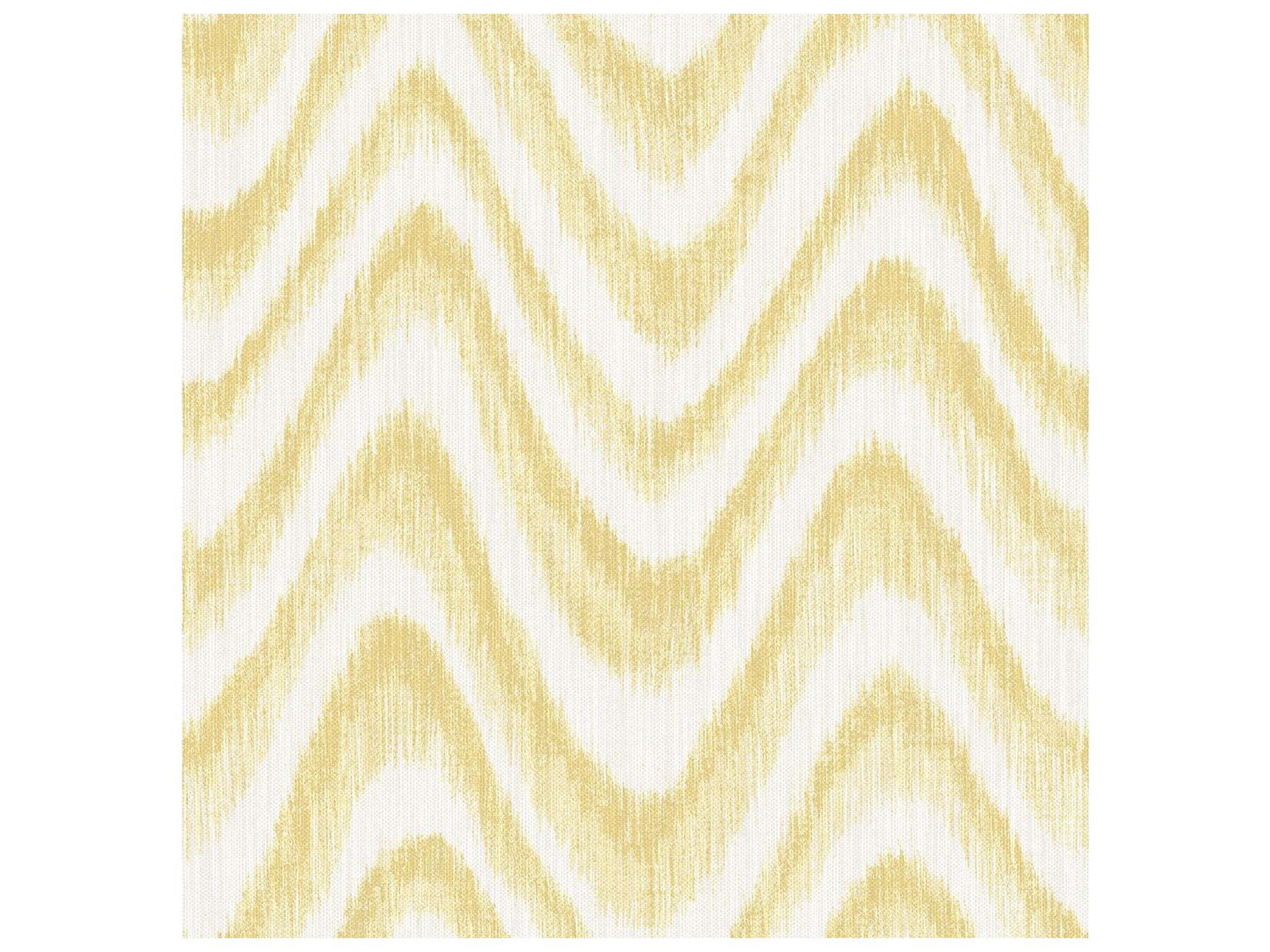 A-Street Prints Bargello Yellow Faux Grasscloth Wave Non-Woven Wallpaper
