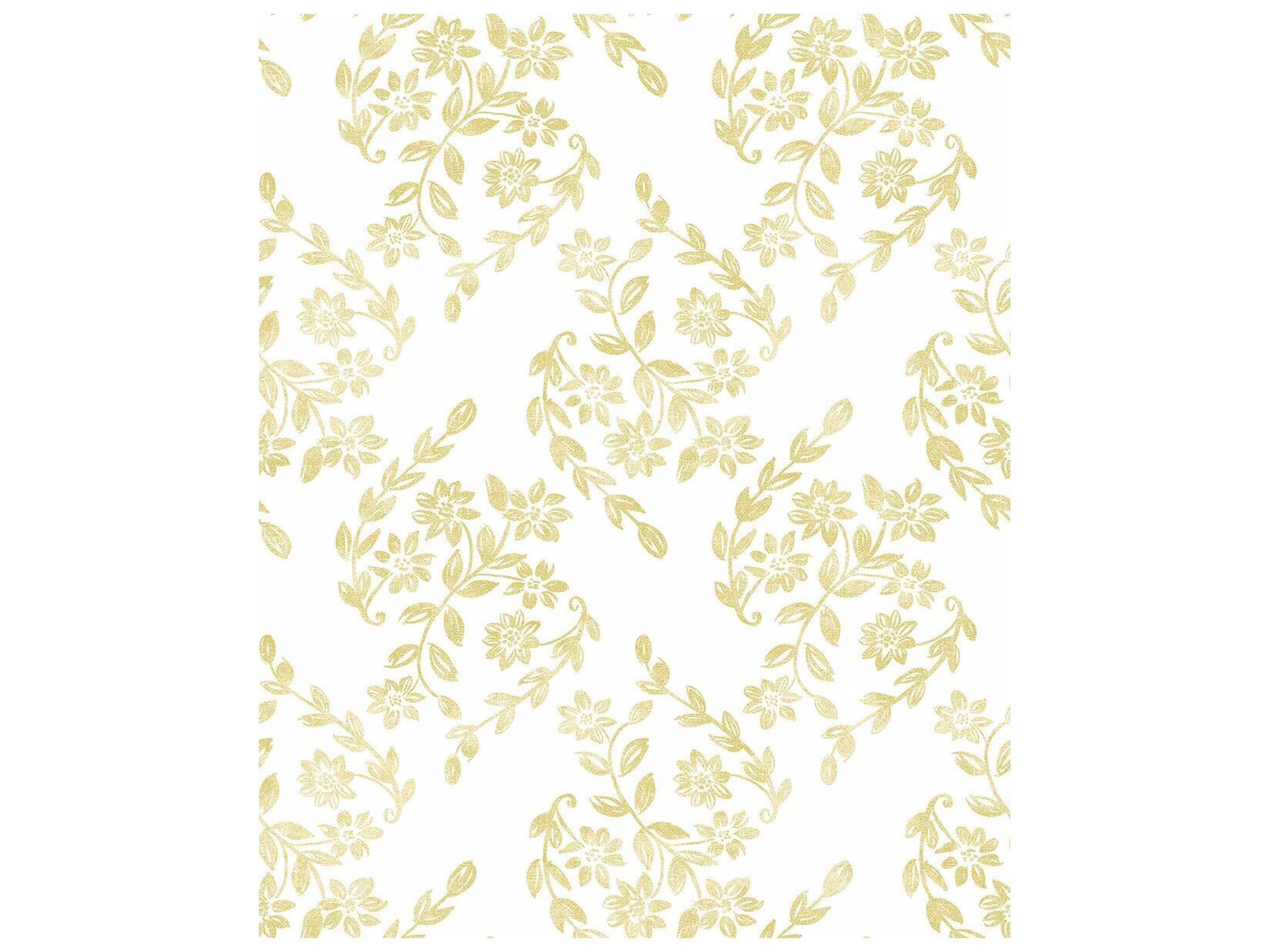 Perennial Arabesque Floral Trail Unpasted Wallpaper in Mustard