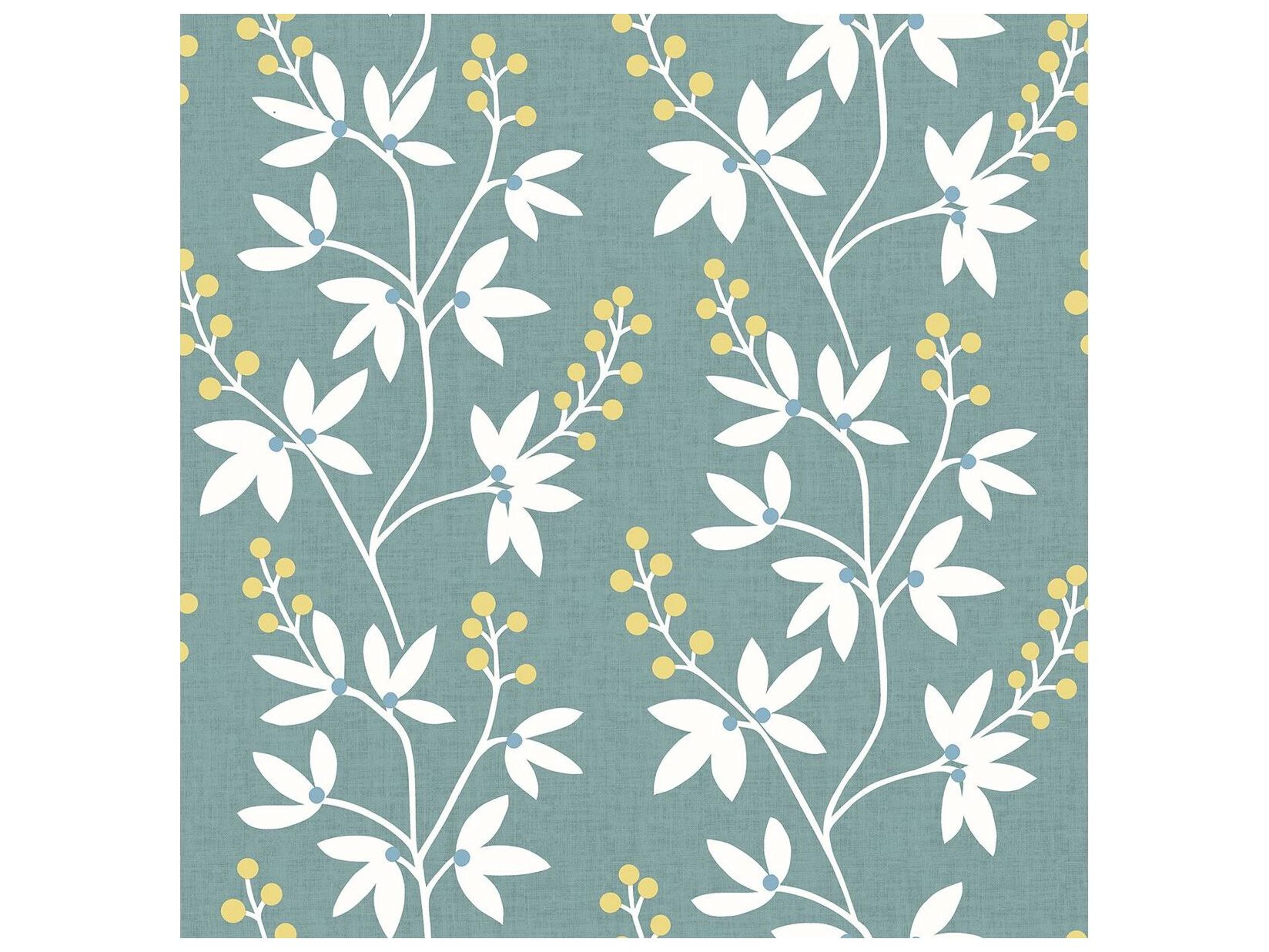 A-street Prints Linnea Elsa Teal Botanical Trail Wallpaper