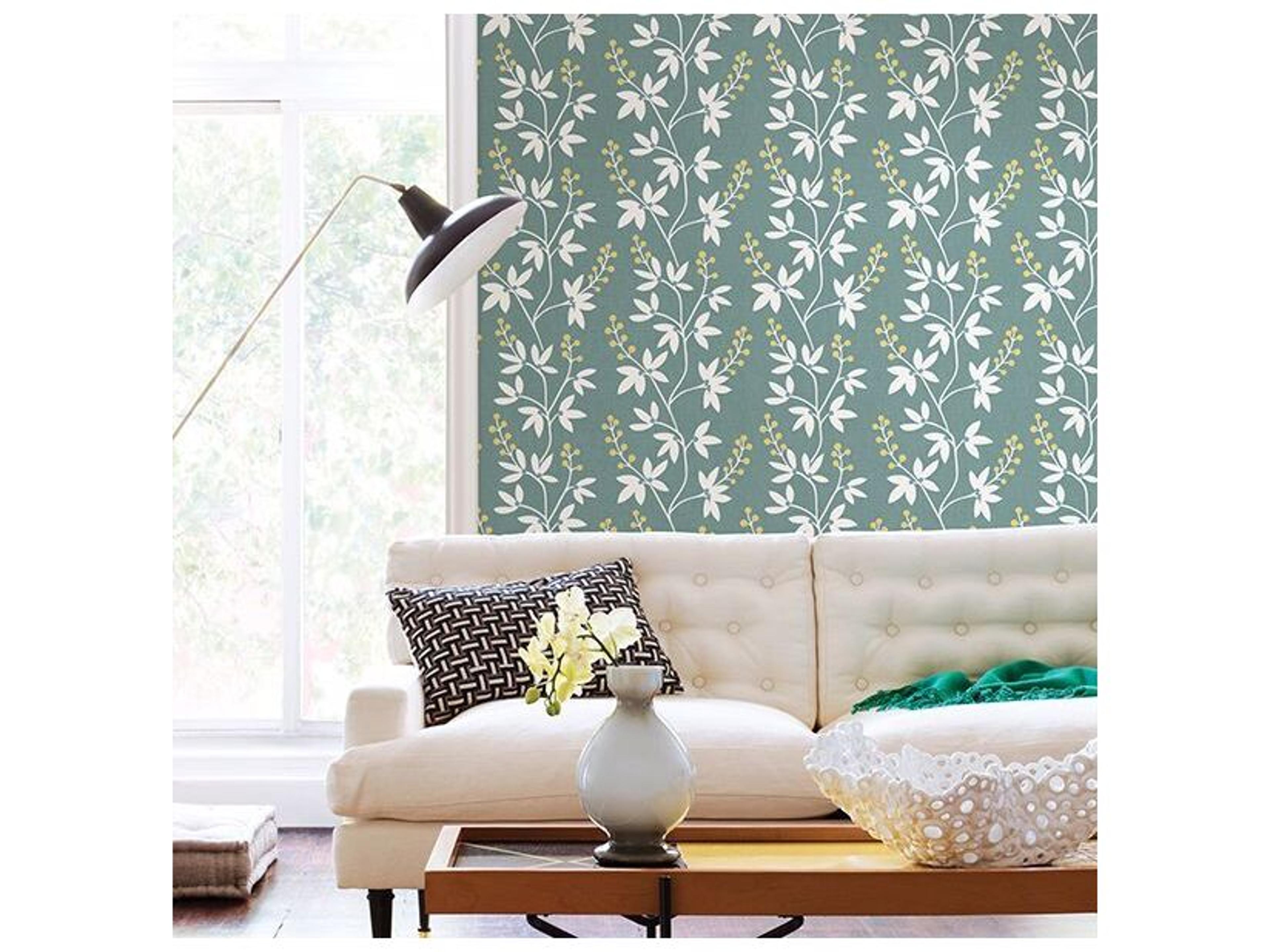 Brewster Home Fashions A-street Prints Linnea Elsa Teal Botanical Trail Wallpaper