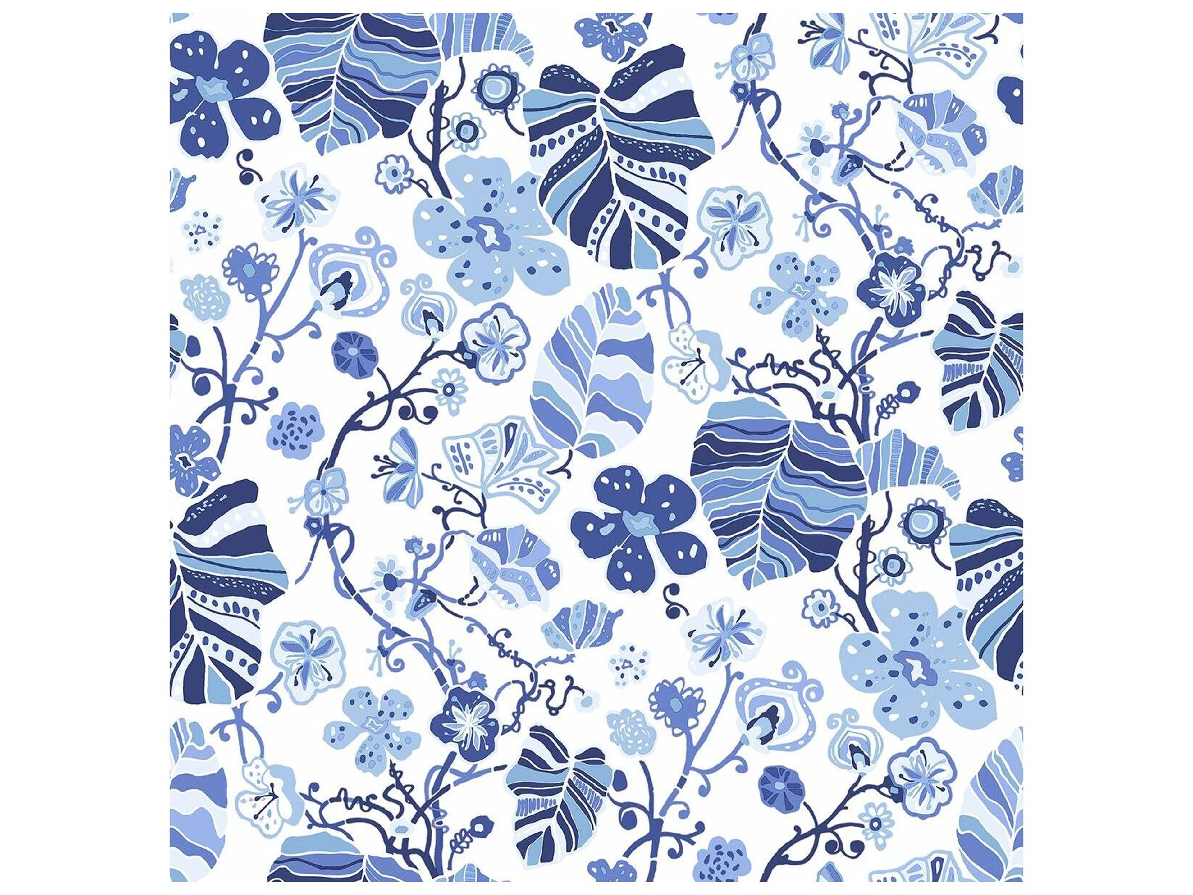 A-street Prints Gwyneth Indigo Floral Wallpaper