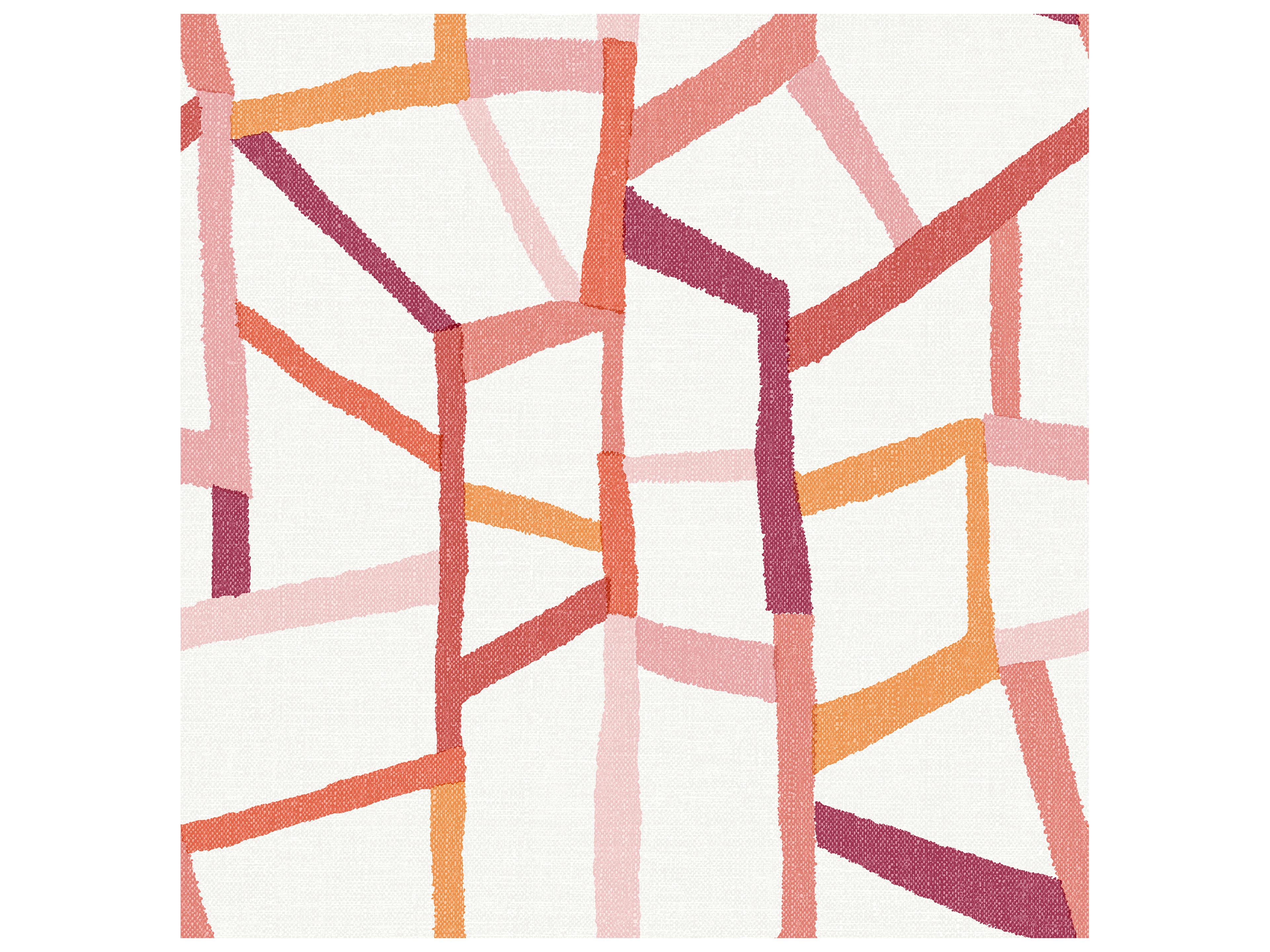 Tate Pink Geometric Linen Non-Woven Wallpaper