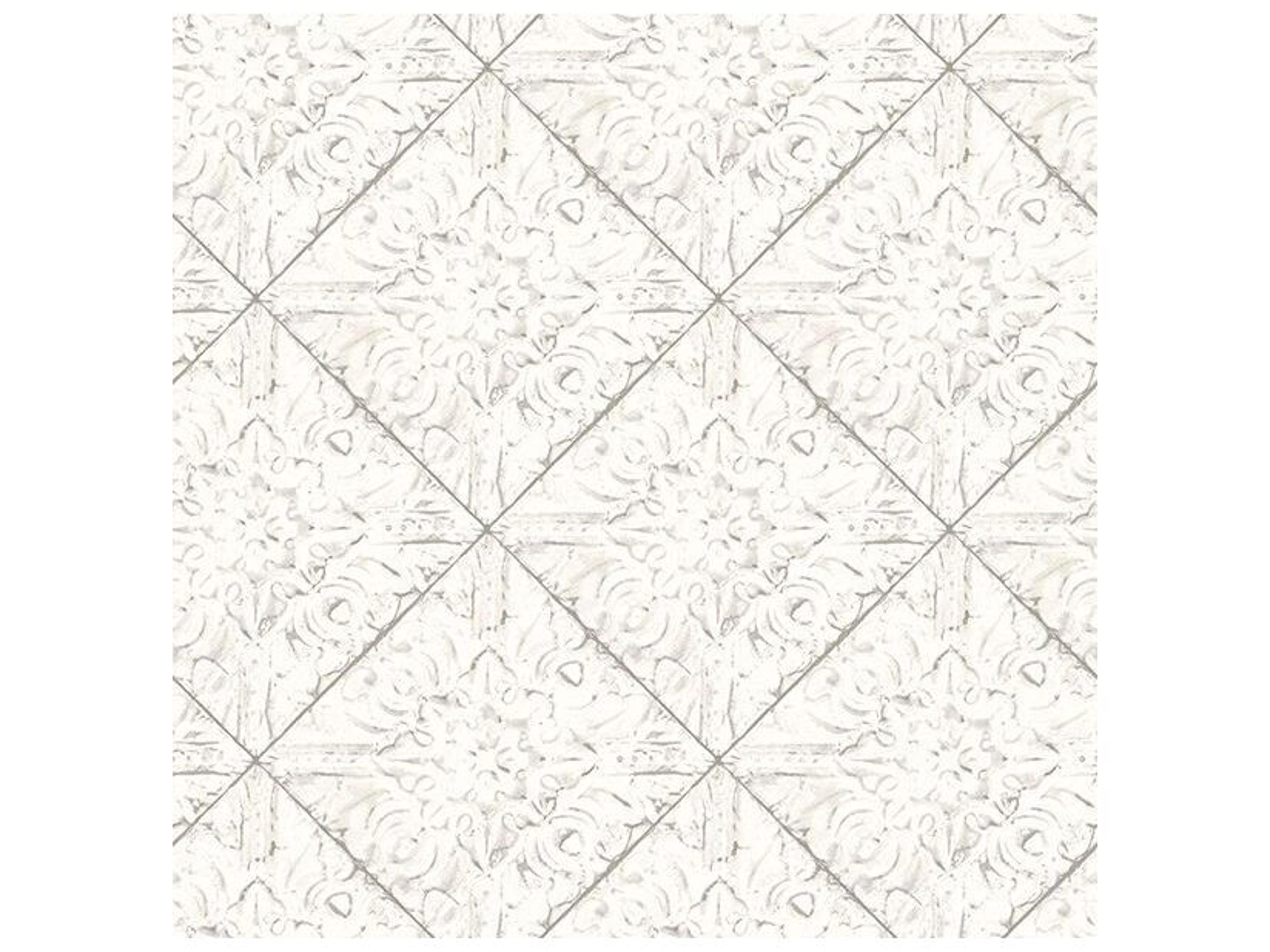 Fresh Start Kitchen & Bath Brandi White Tin Tile Wallpaper