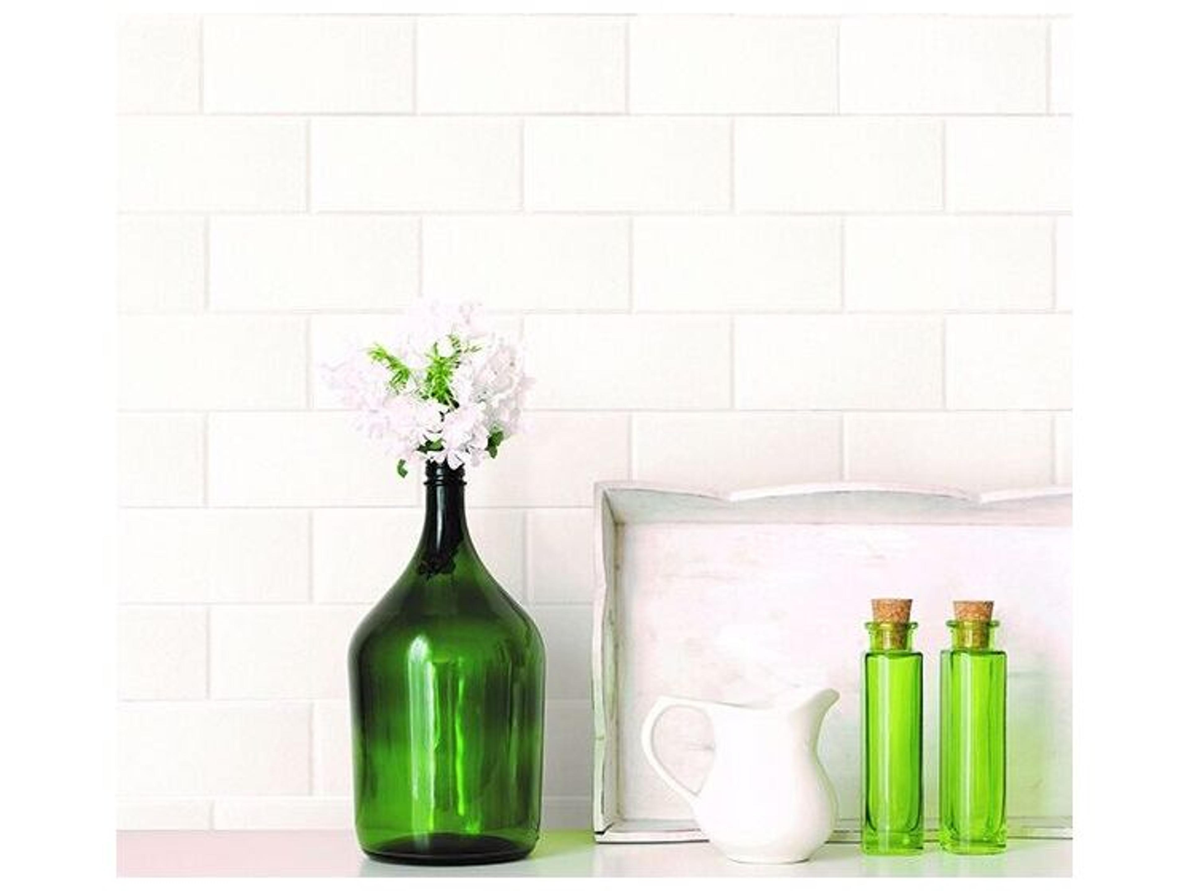 Brewster Home Fashions Fresh Start Kitchen & Bath Bettina White Paintable Subway Tile Wallpaper