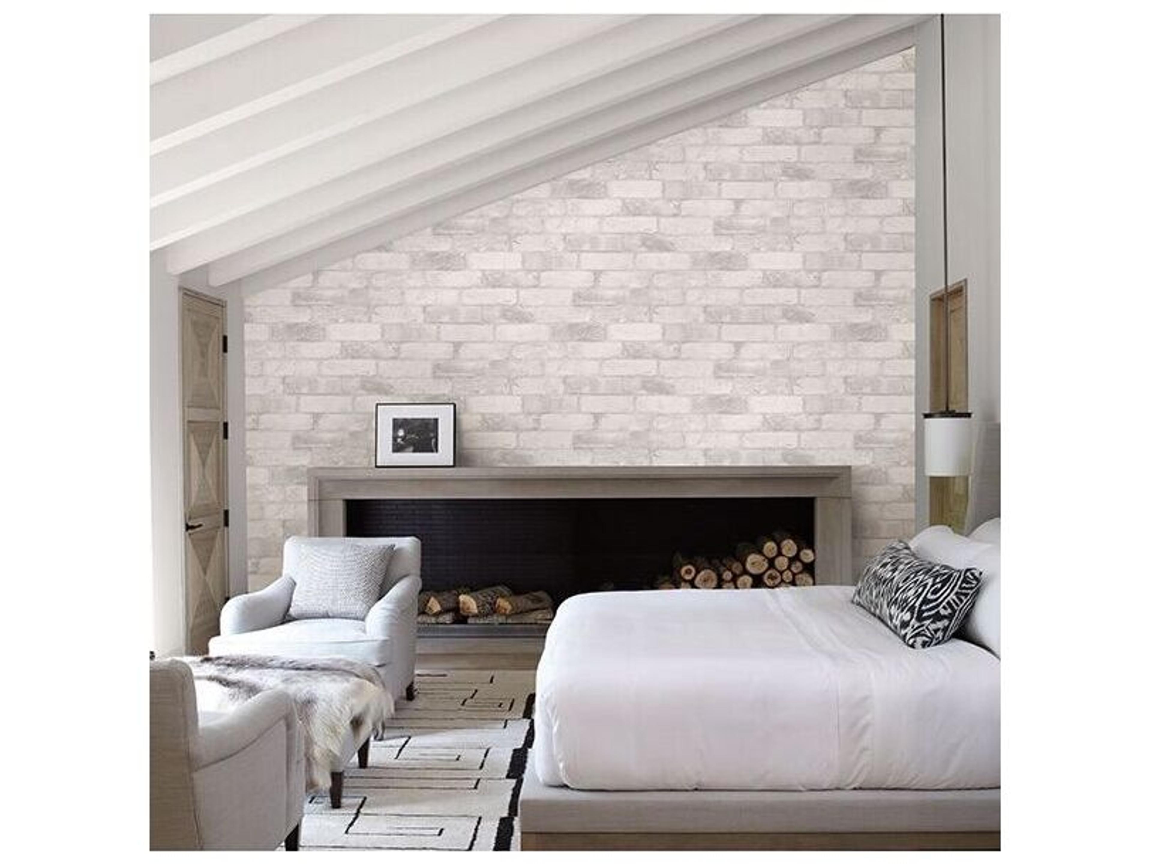 Brewster Home Fashions Fresh Start Kitchen & Bath Cody Light Grey Reclaimed Bricks Wallpaper