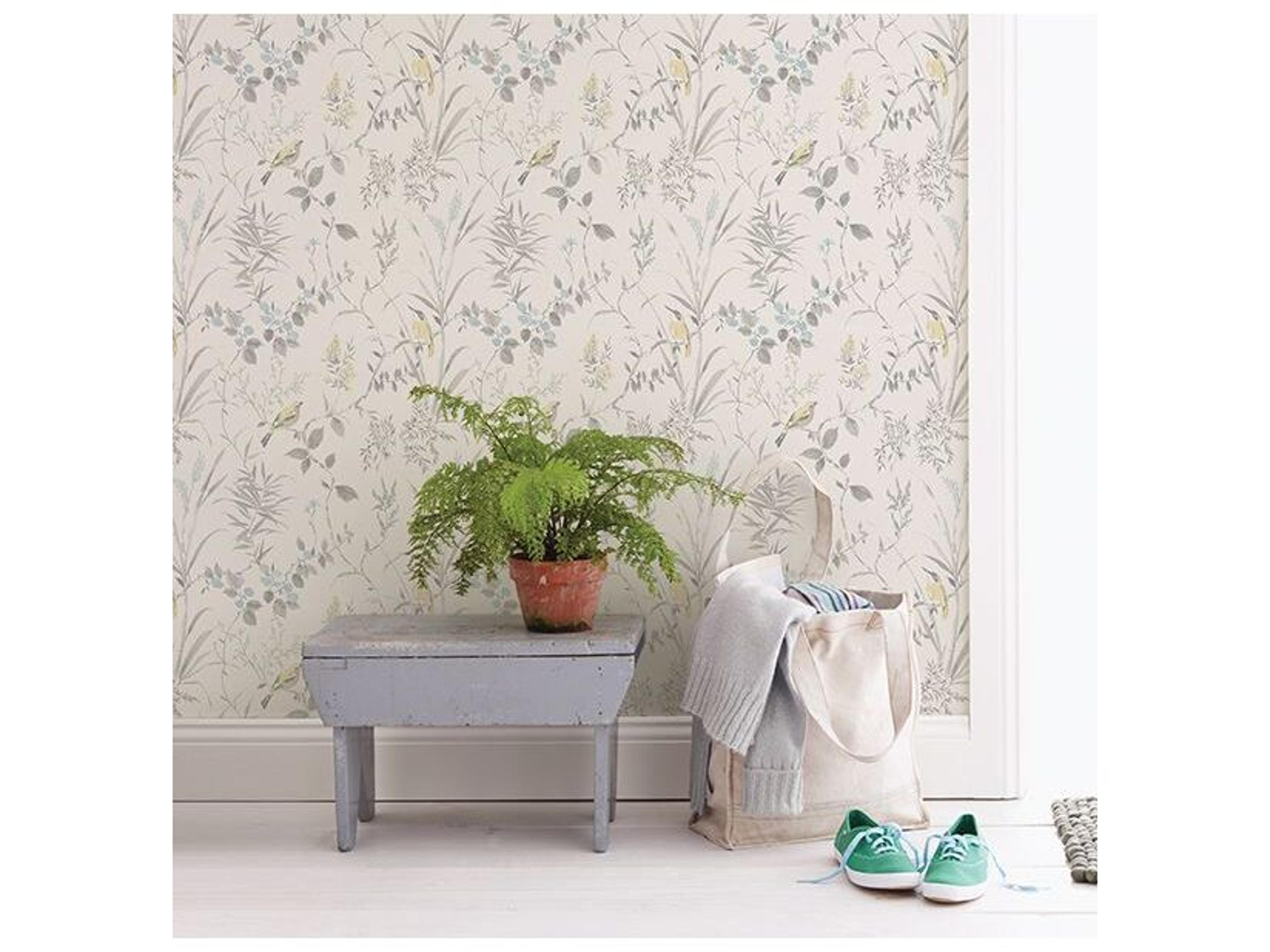 Brewster Home Fashions Fresh Start Kitchen & Bath Imperial Garden Light Grey Botanical Wallpaper