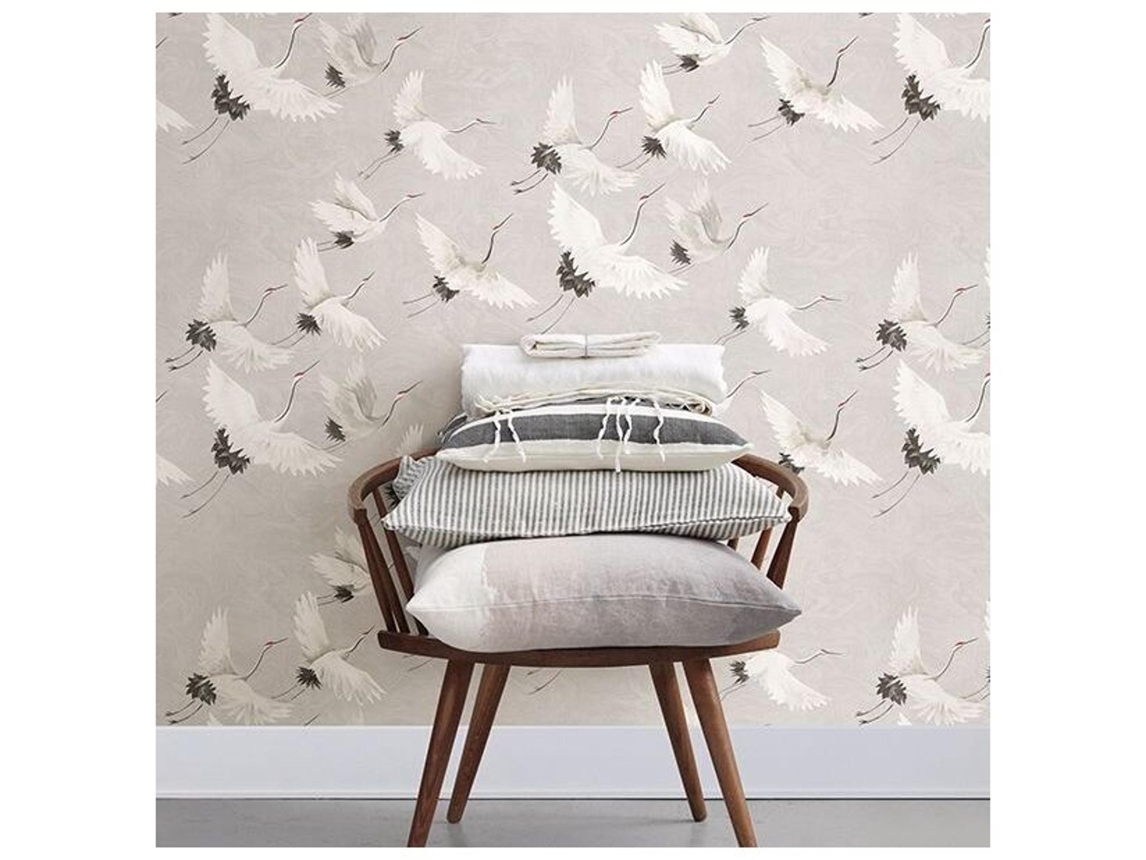Brewster Home Fashions Fresh Start Kitchen & Bath Windsong Grey Bird Wallpaper