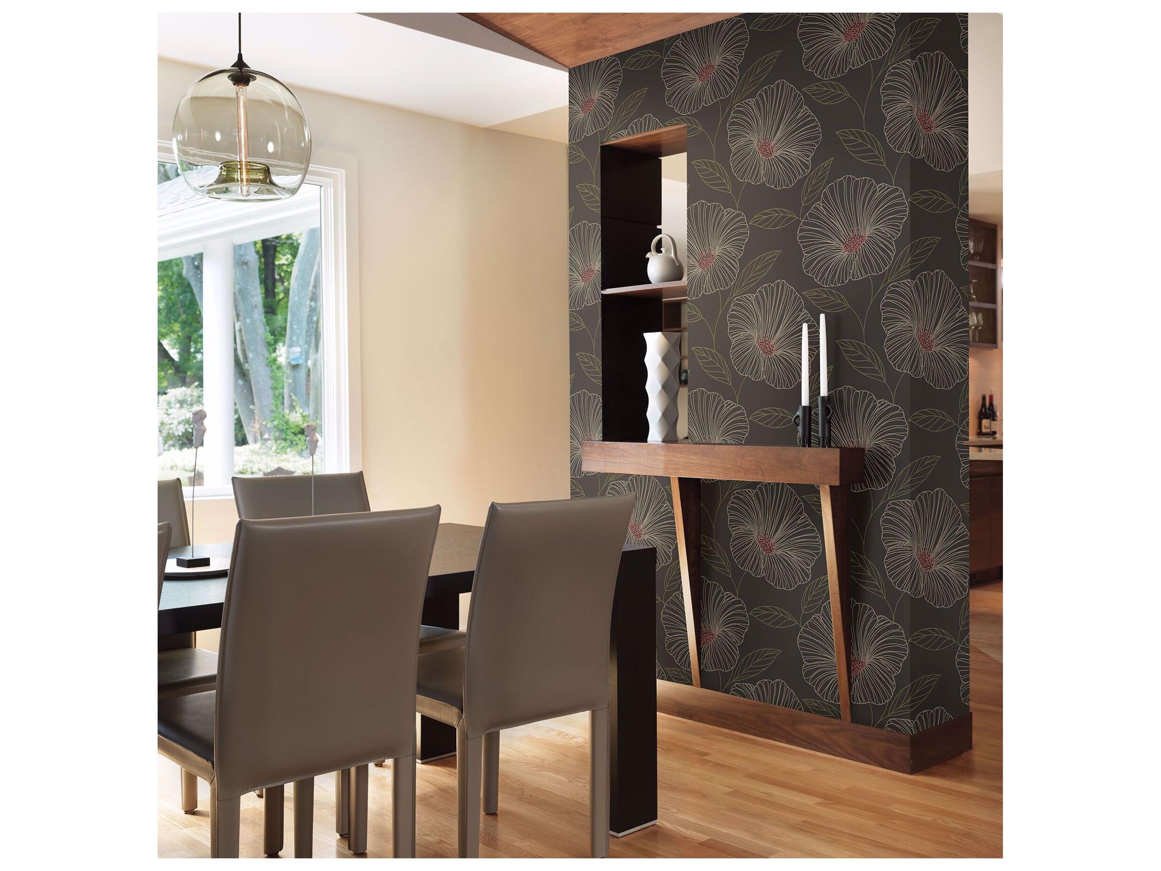 Brewster Home Fashions Fresh Start Kitchen & Bath Mythic Brown Floral Wallpaper