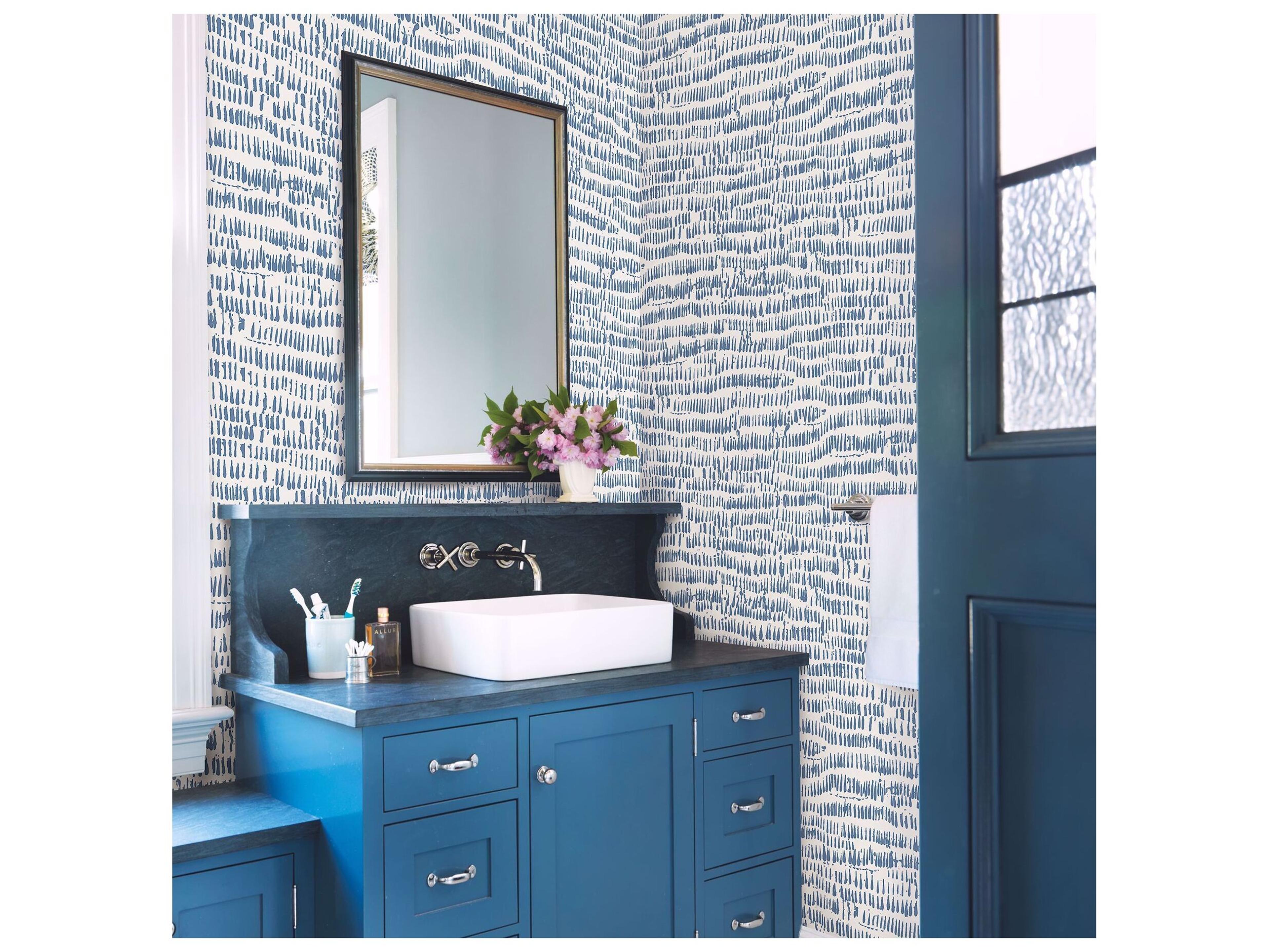 Brewster Home Fashions Fresh Start Kitchen & Bath Runes Blueberry Brushstrokes Wallpaper