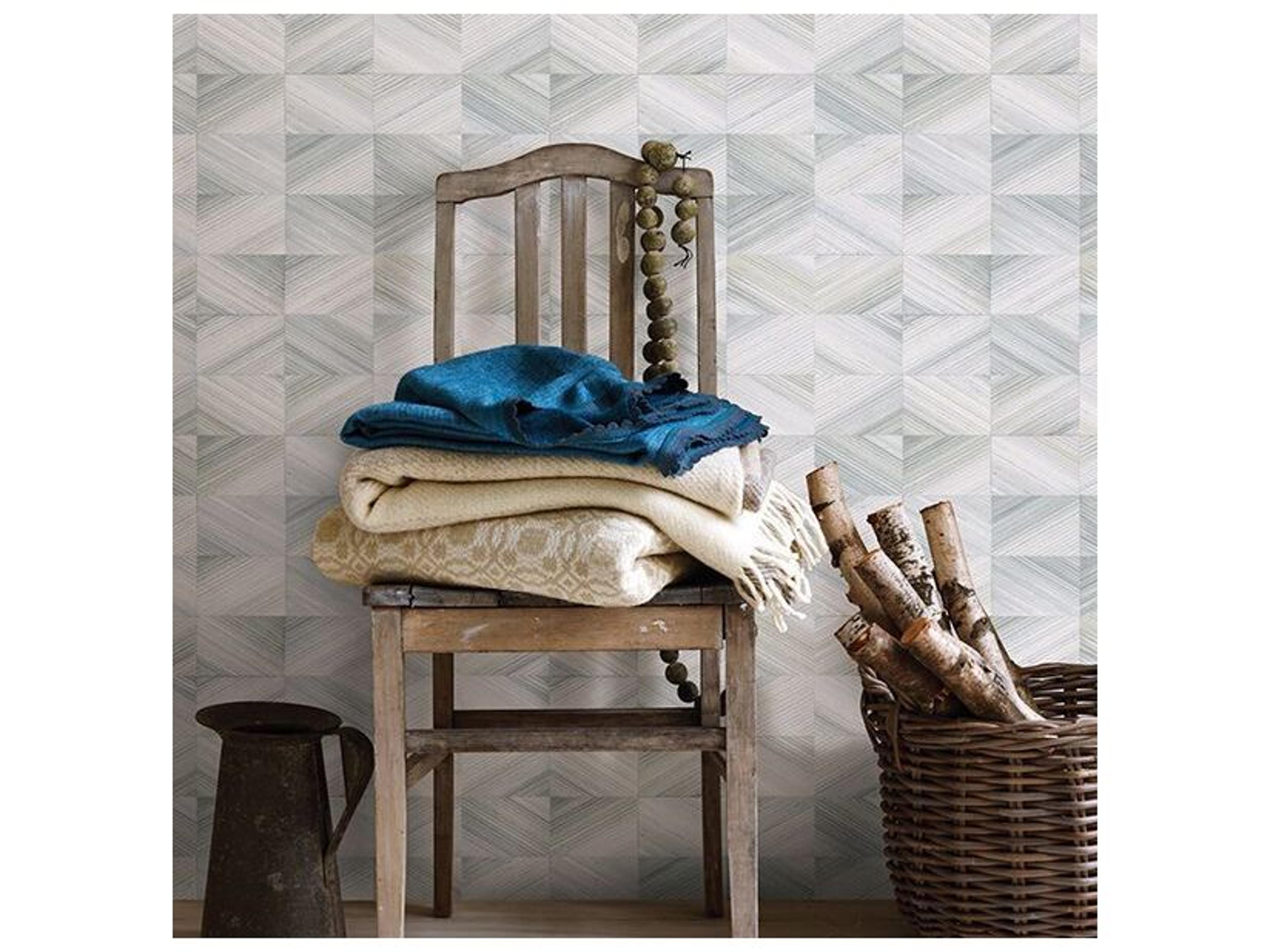 Brewster Home Fashions Fresh Start Kitchen & Bath Stratum Light Blue Geometric Faux Wood Wallpaper