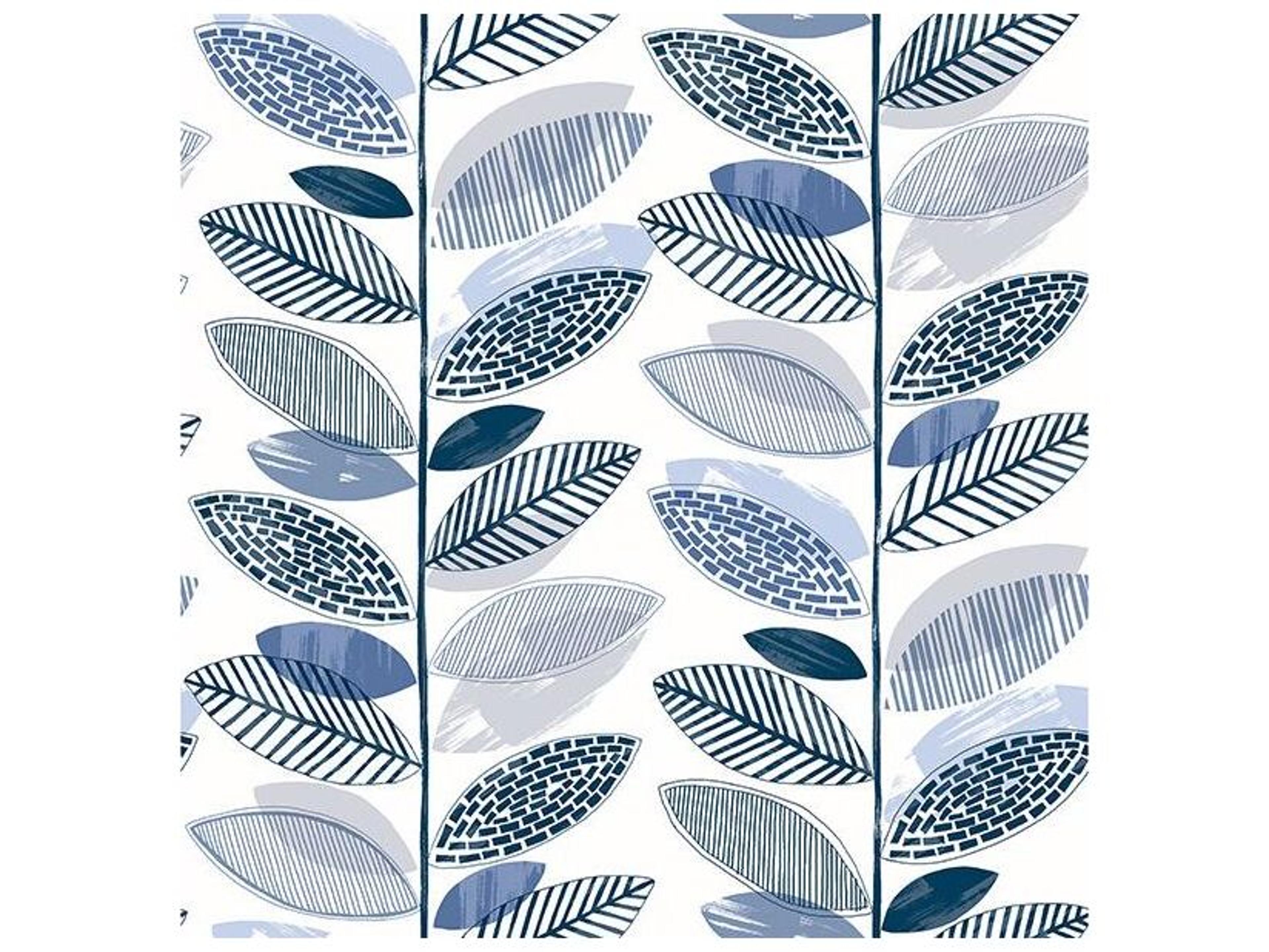 Fresh Start Kitchen & Bath Nyssa Blue Leaves Wallpaper