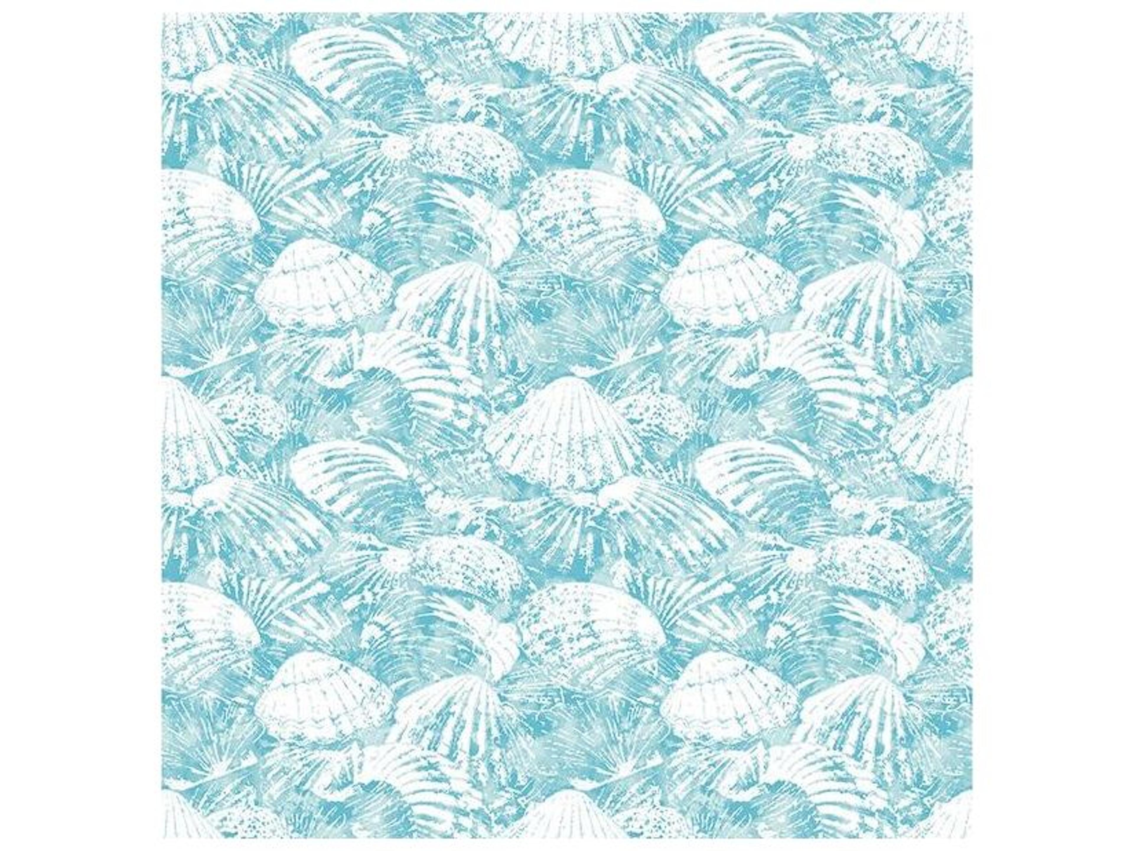 Fresh Start Kitchen & Bath Surfside Aqua Shells Wallpaper