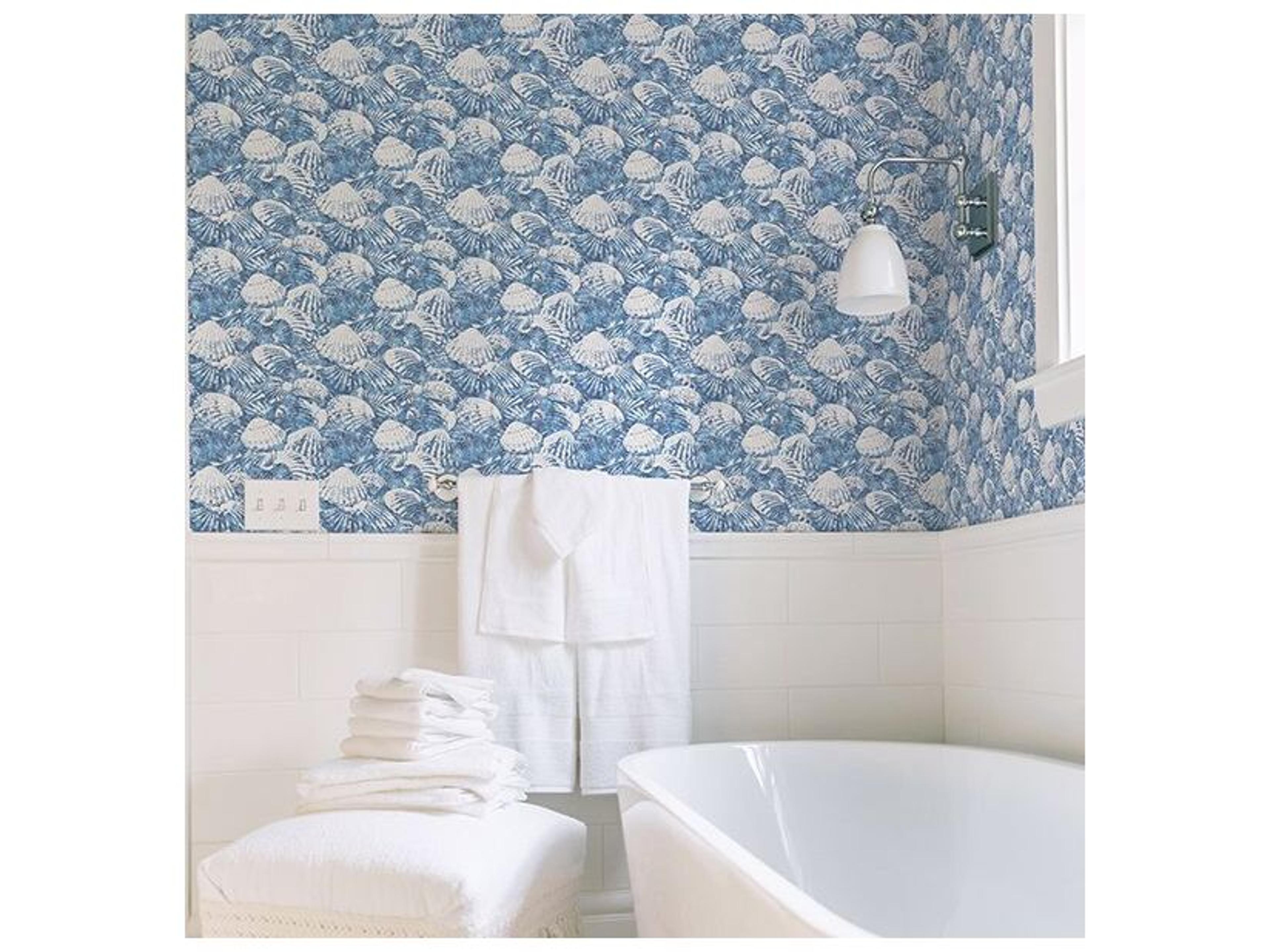 Brewster Home Fashions Fresh Start Kitchen & Bath Surfside Blue Shells Wallpaper