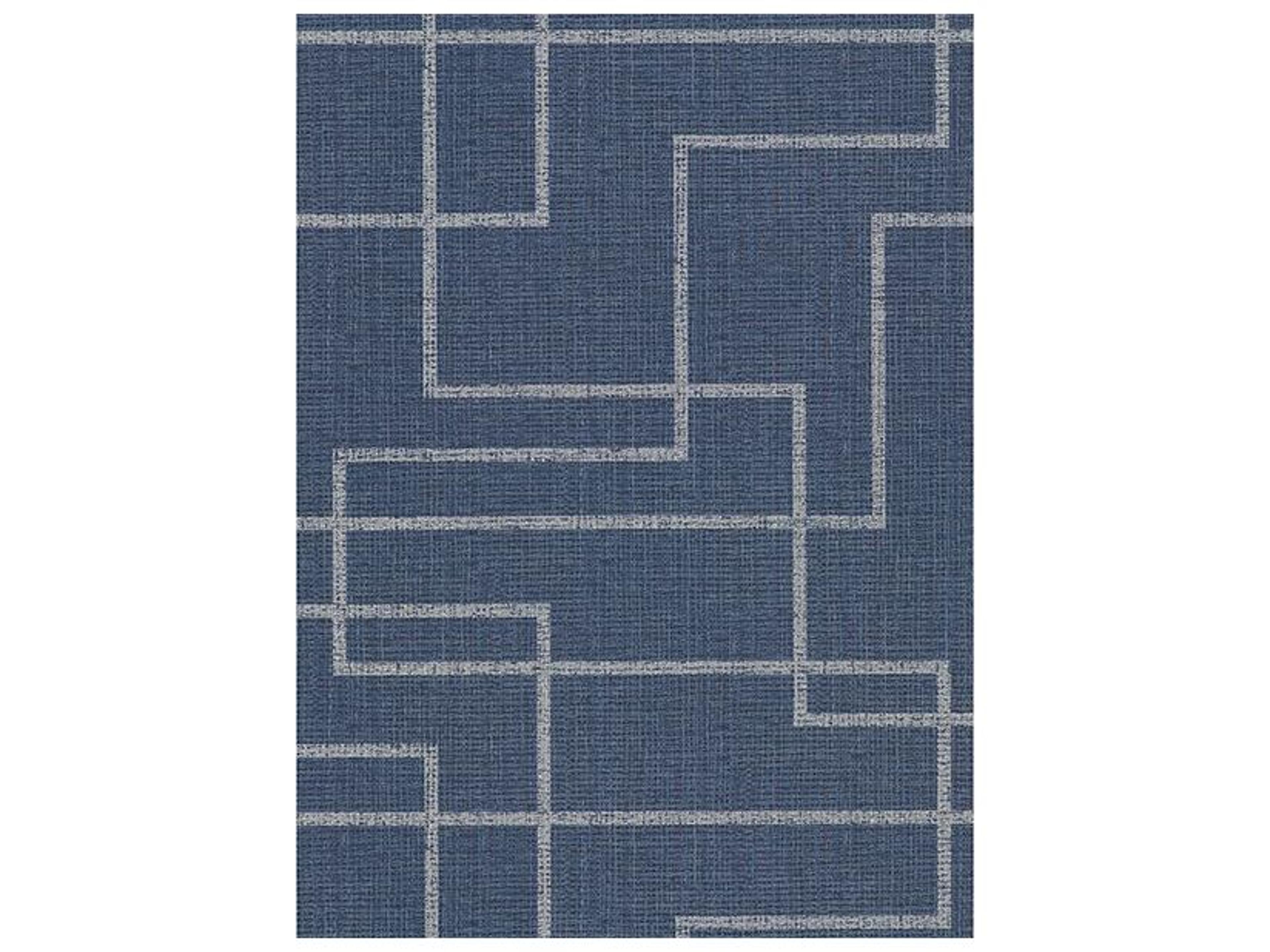 Warner Clarendon Indigo Geometric Faux Grasscloth Wallpaper