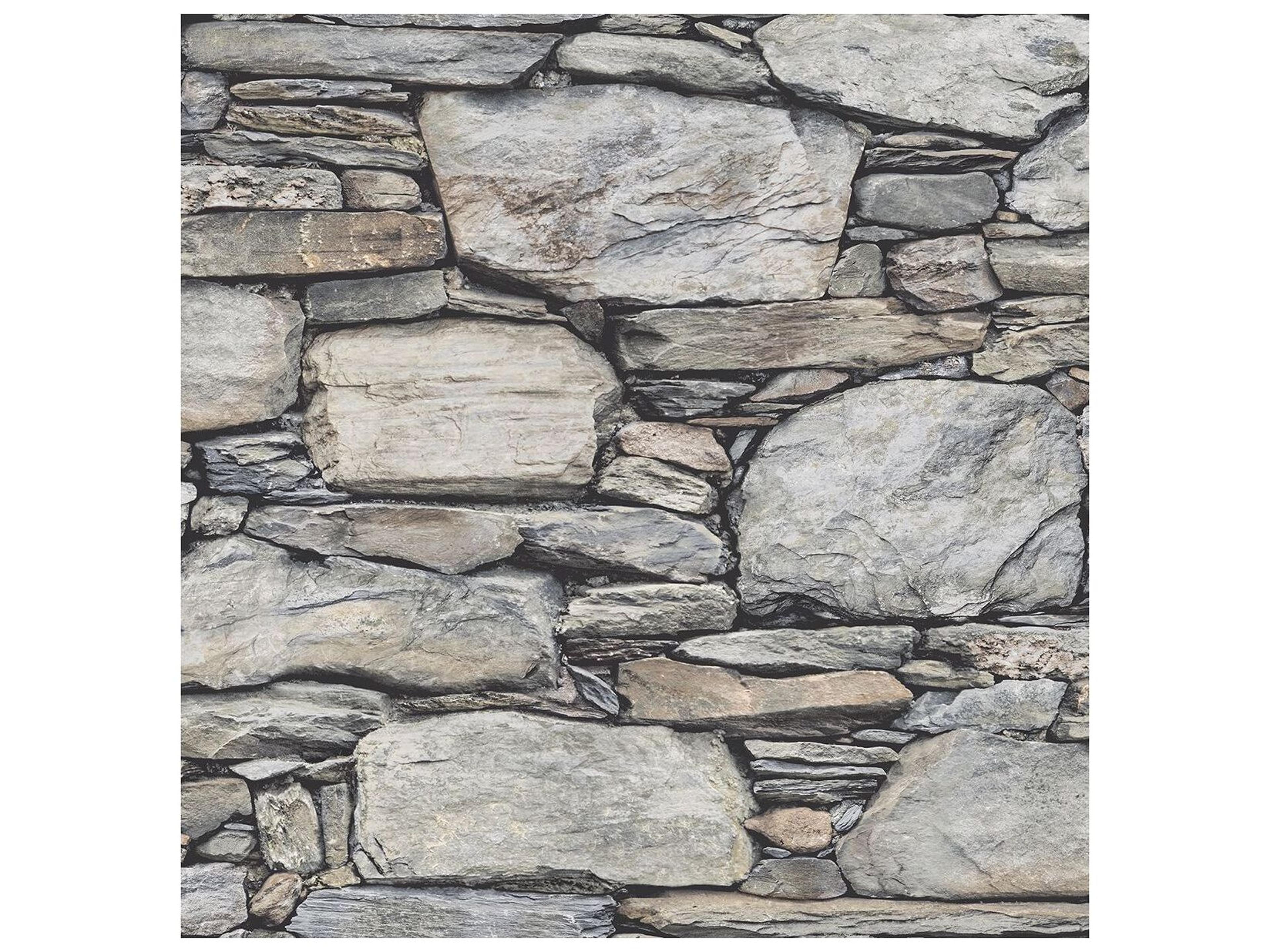 A-street Prints Cesar Grey Stone Wall Wallpaper