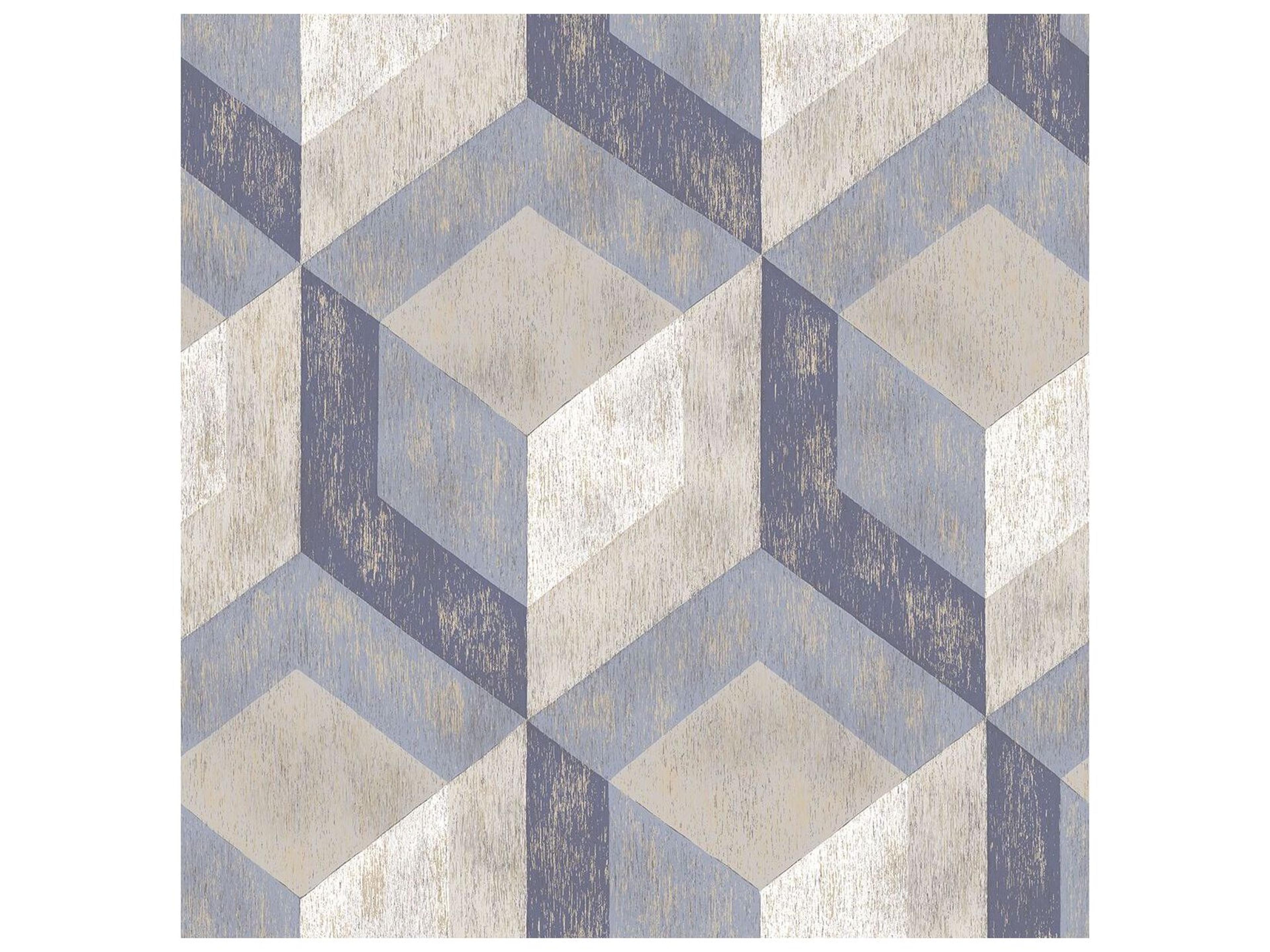 A-street Prints Clarabelle Blue Rustic Wood Tile Wallpaper
