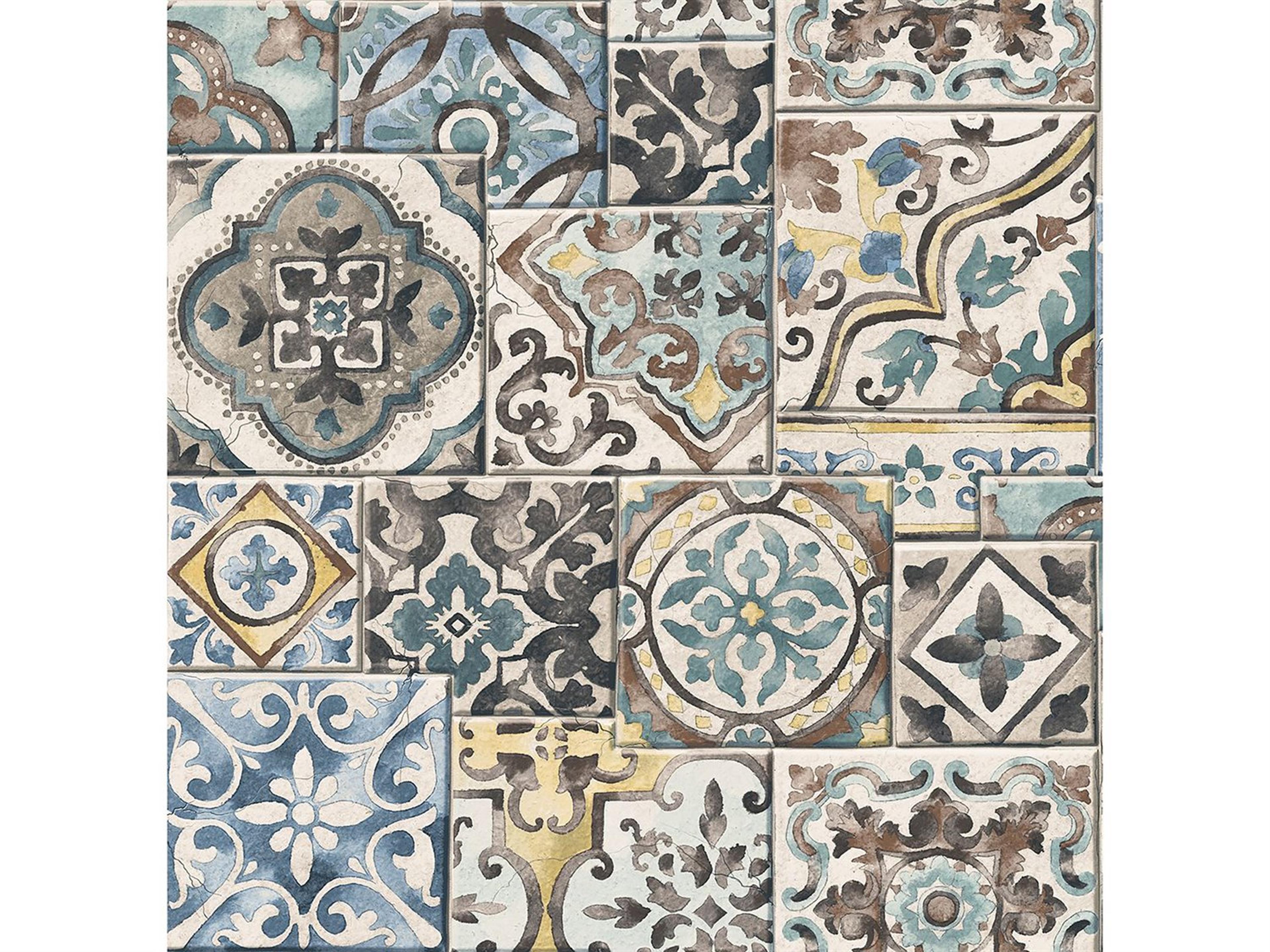 A-street Prints Estrada Blue Marrakesh Tiles Wallpaper