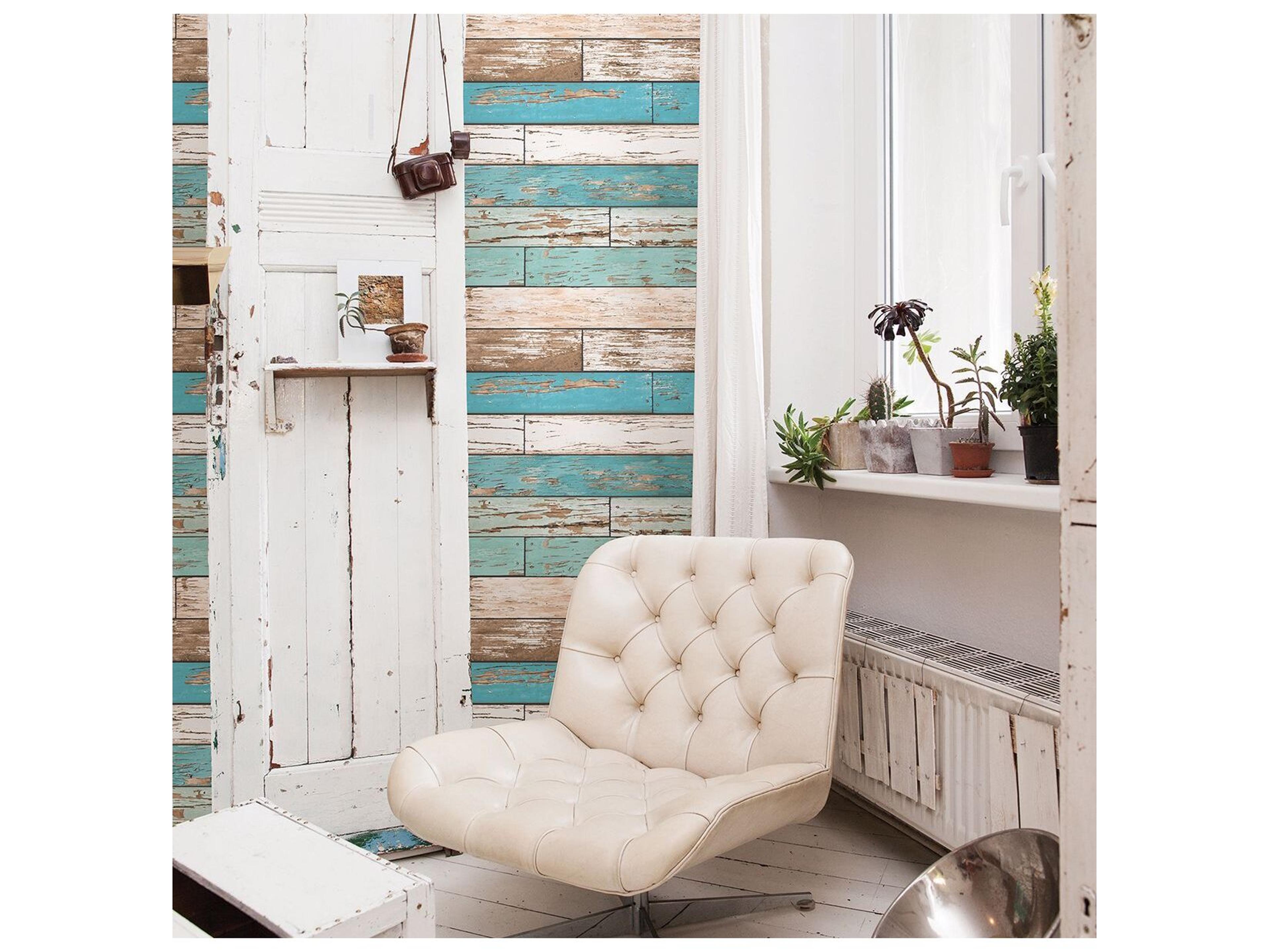 Brewster Home Fashions A-street Prints Levi Turquoise Scrap Wood Wallpaper