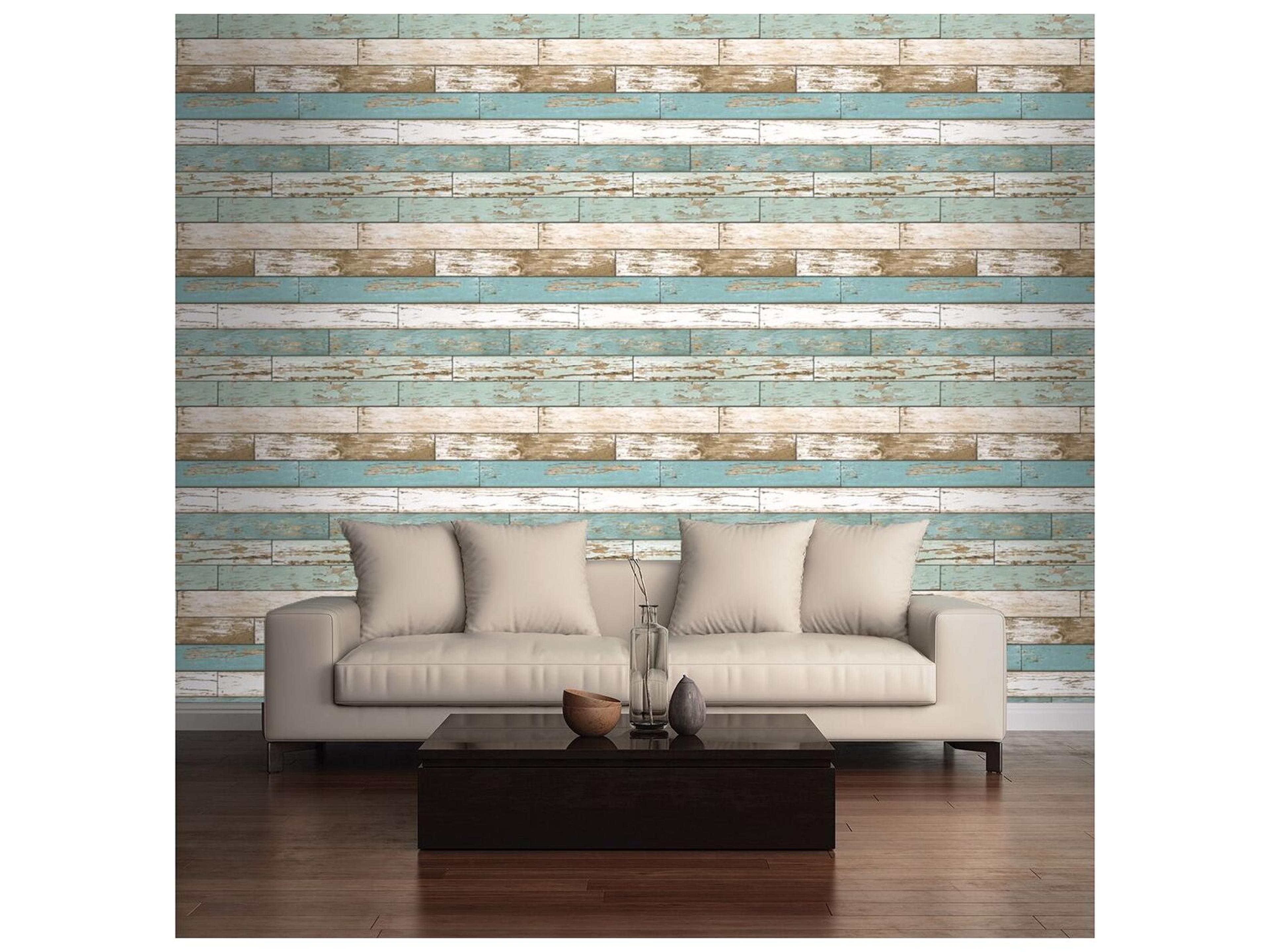 Brewster Home Fashions A-street Prints Levi Turquoise Scrap Wood Wallpaper