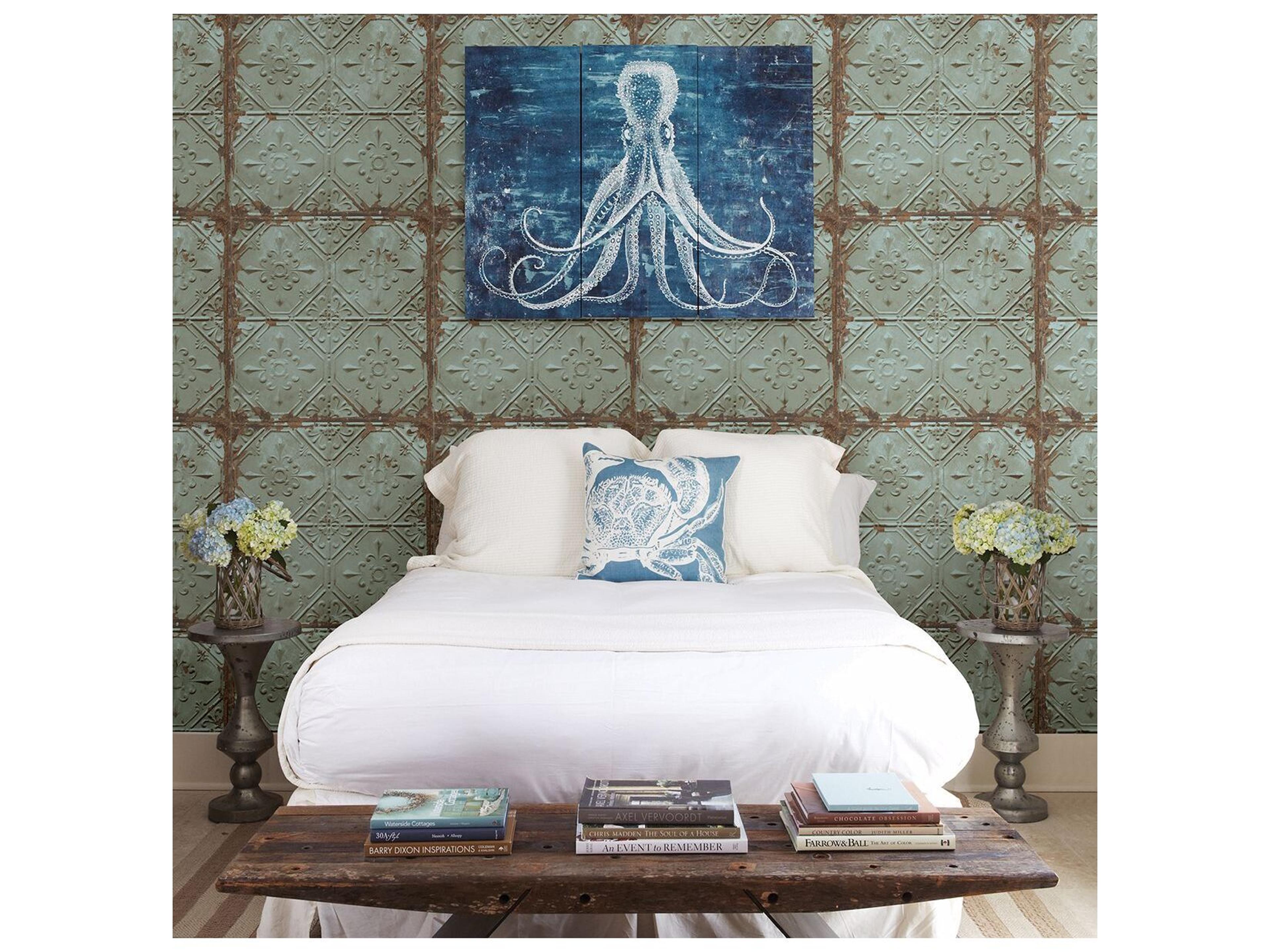 Brewster Home Fashions A-street Prints Donahue Turquoise Tin Ceiling Wallpaper