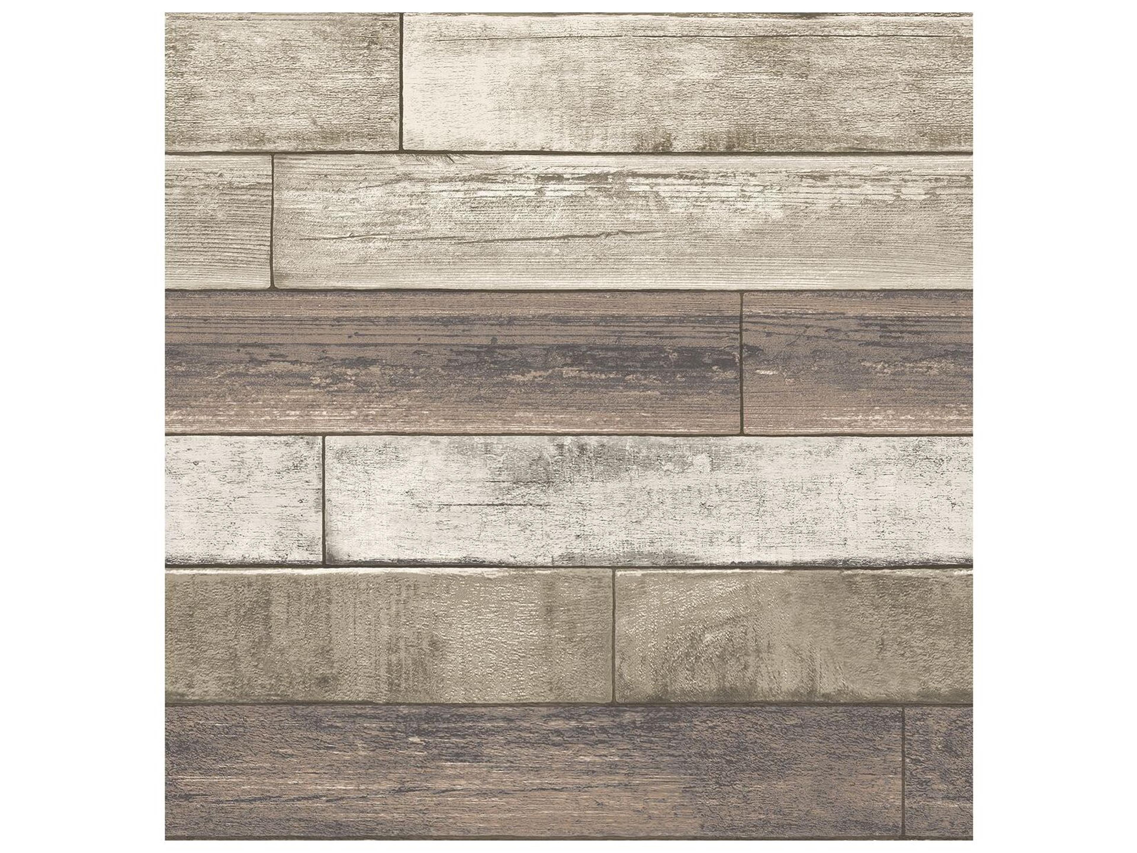 A-street Prints Porter Coffee Weathered Plank Wallpaper