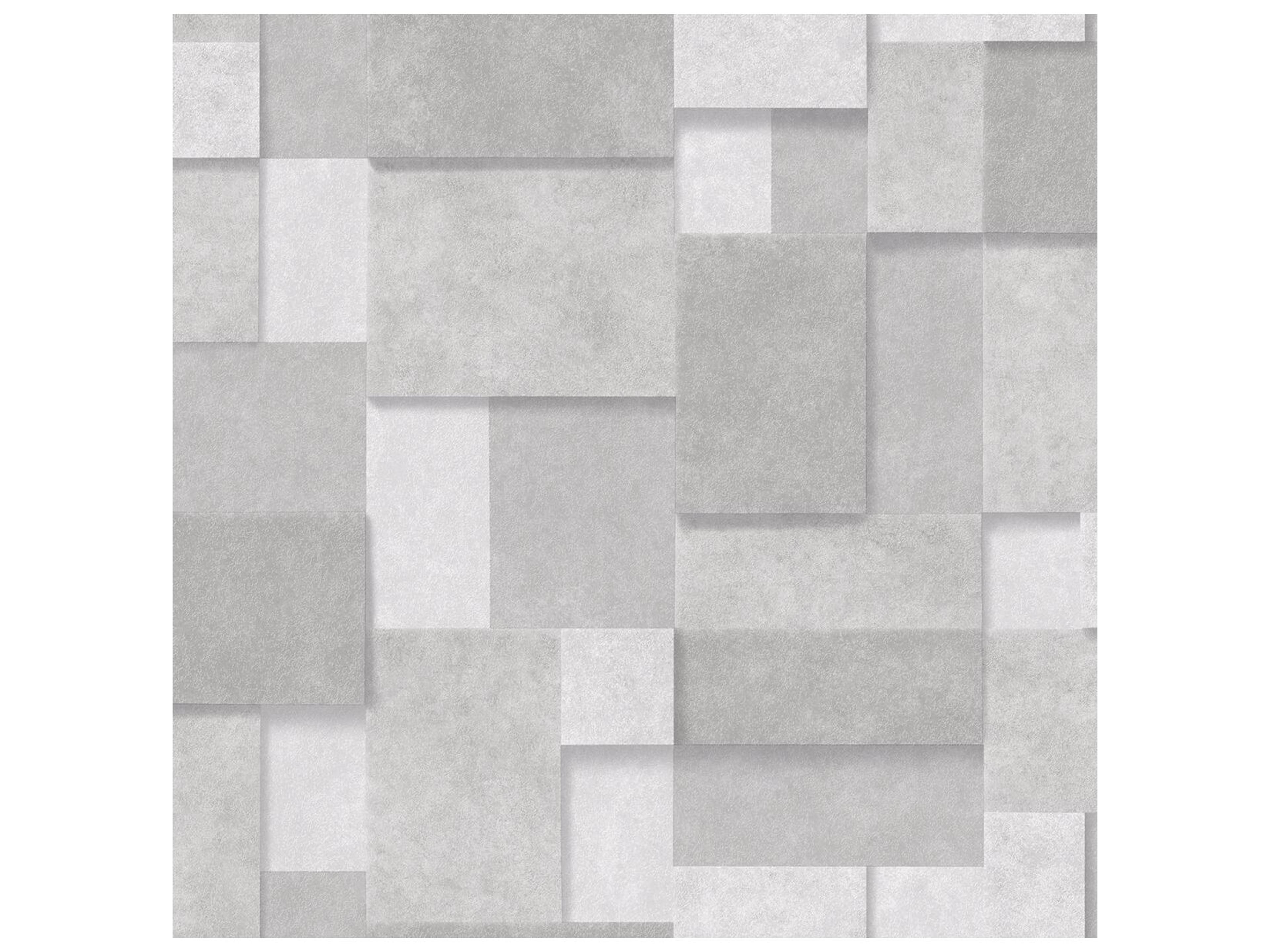 A-street Prints Duchamp Silver Metallic Squares Wallpaper