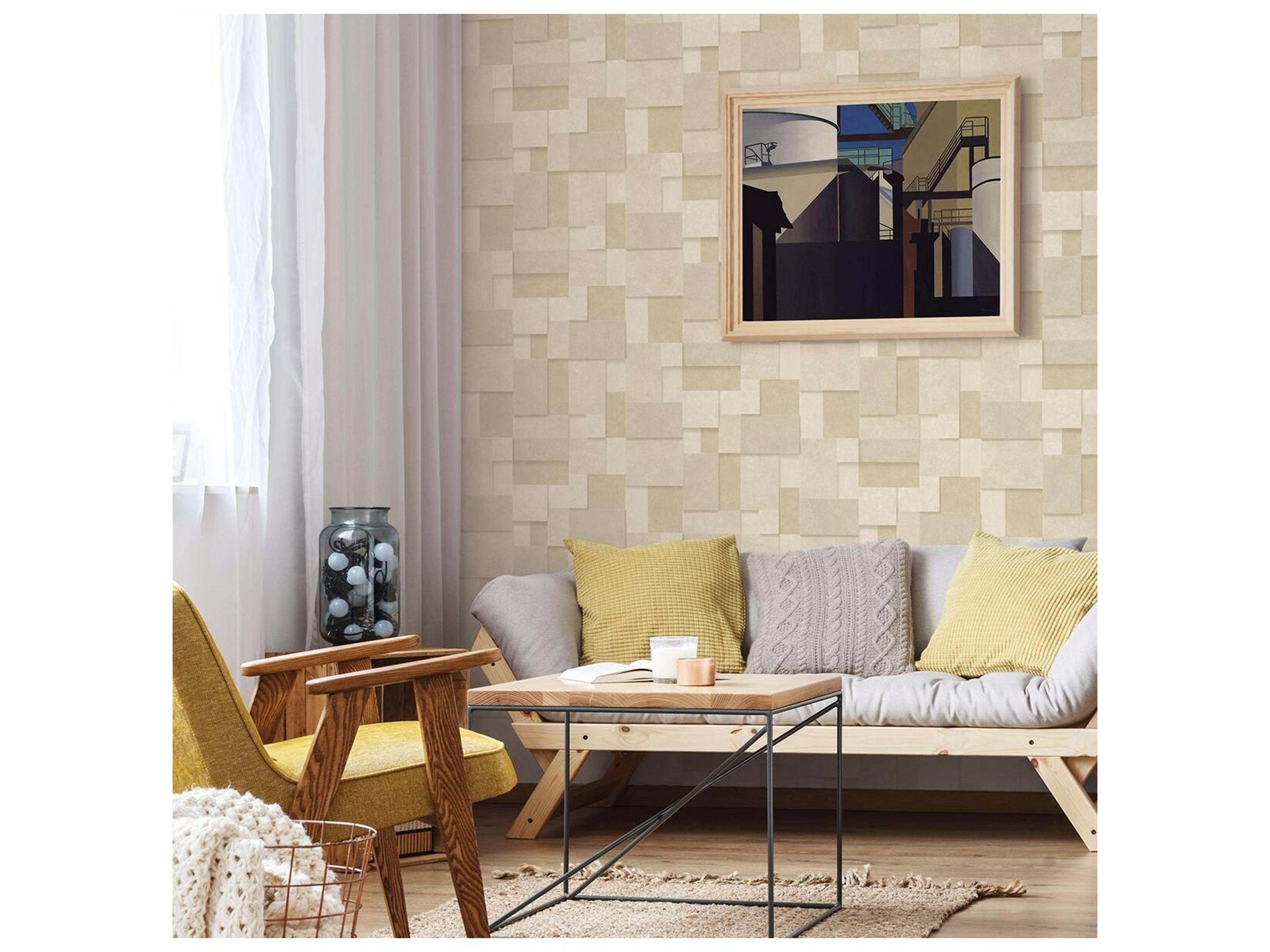 Brewster Home Fashions A-street Prints Duchamp Wheat Metallic Squares Wallpaper