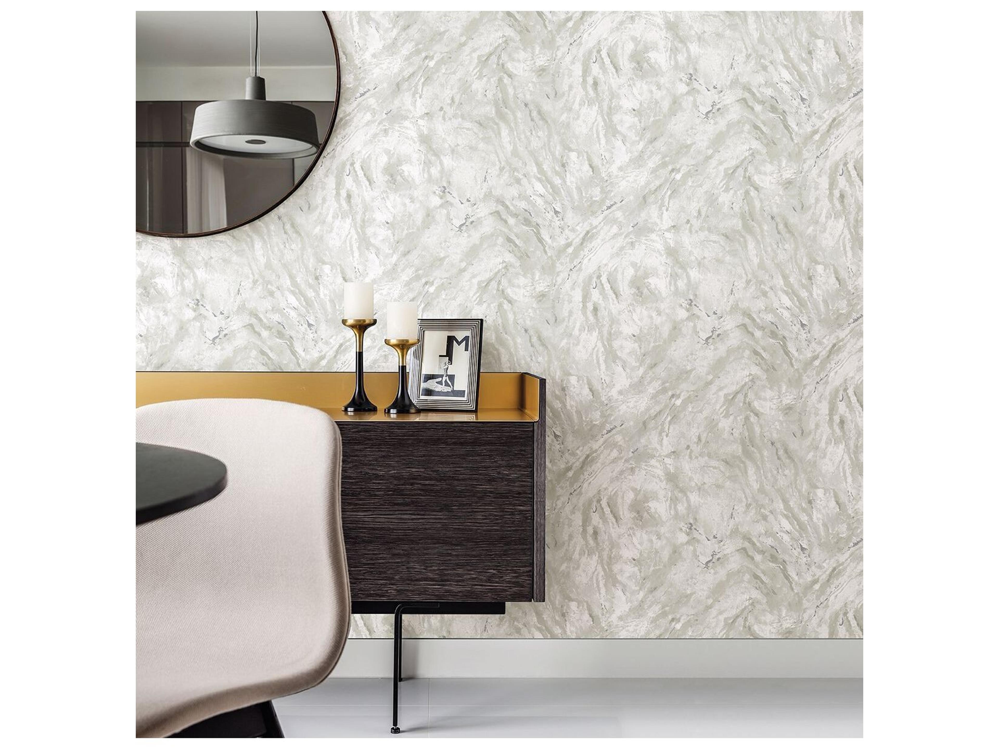 Brewster Home Fashions Polished Titania Silver Marble Texture Wallpaper