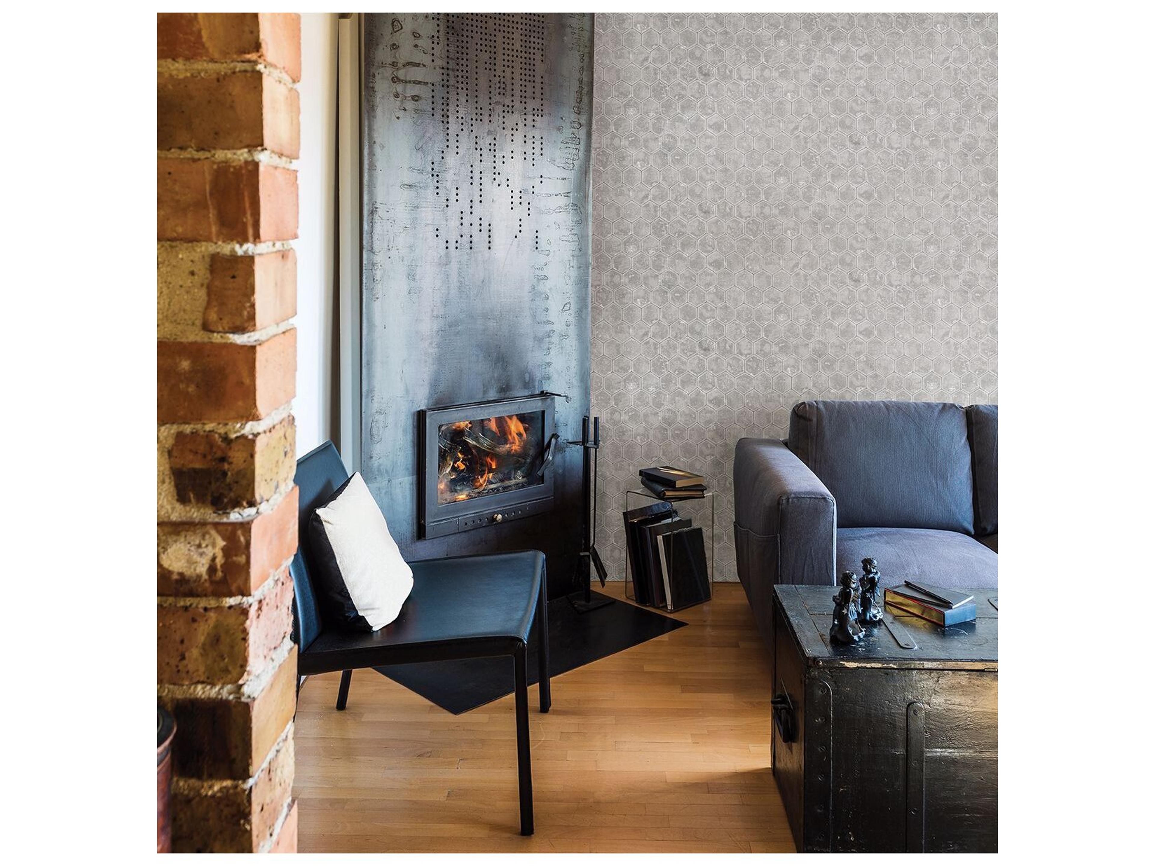 Brewster Home Fashions Polished Starling Grey Honeycomb Wallpaper