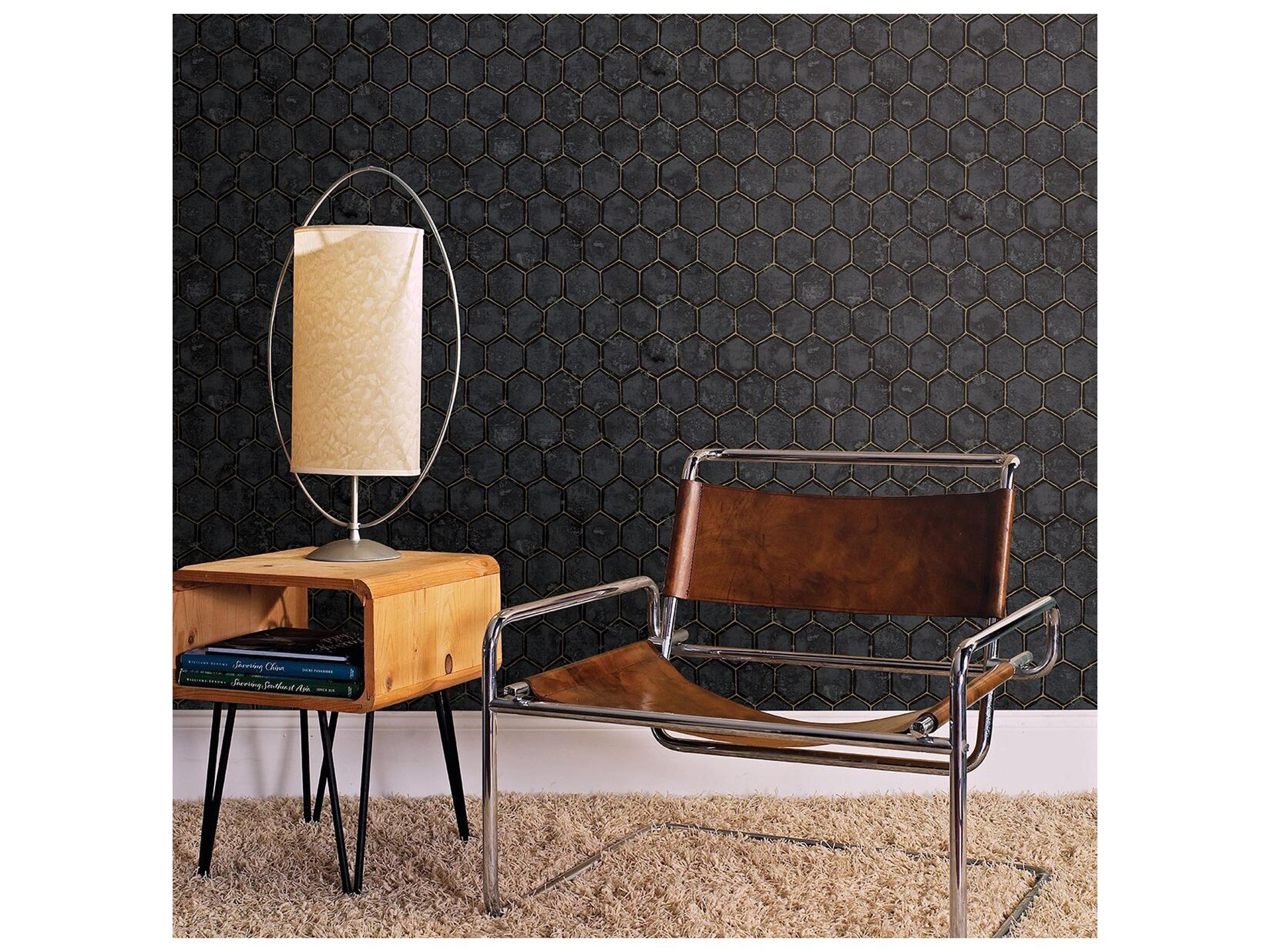 Brewster Home Fashions Polished Starling Charcoal Honeycomb Wallpaper