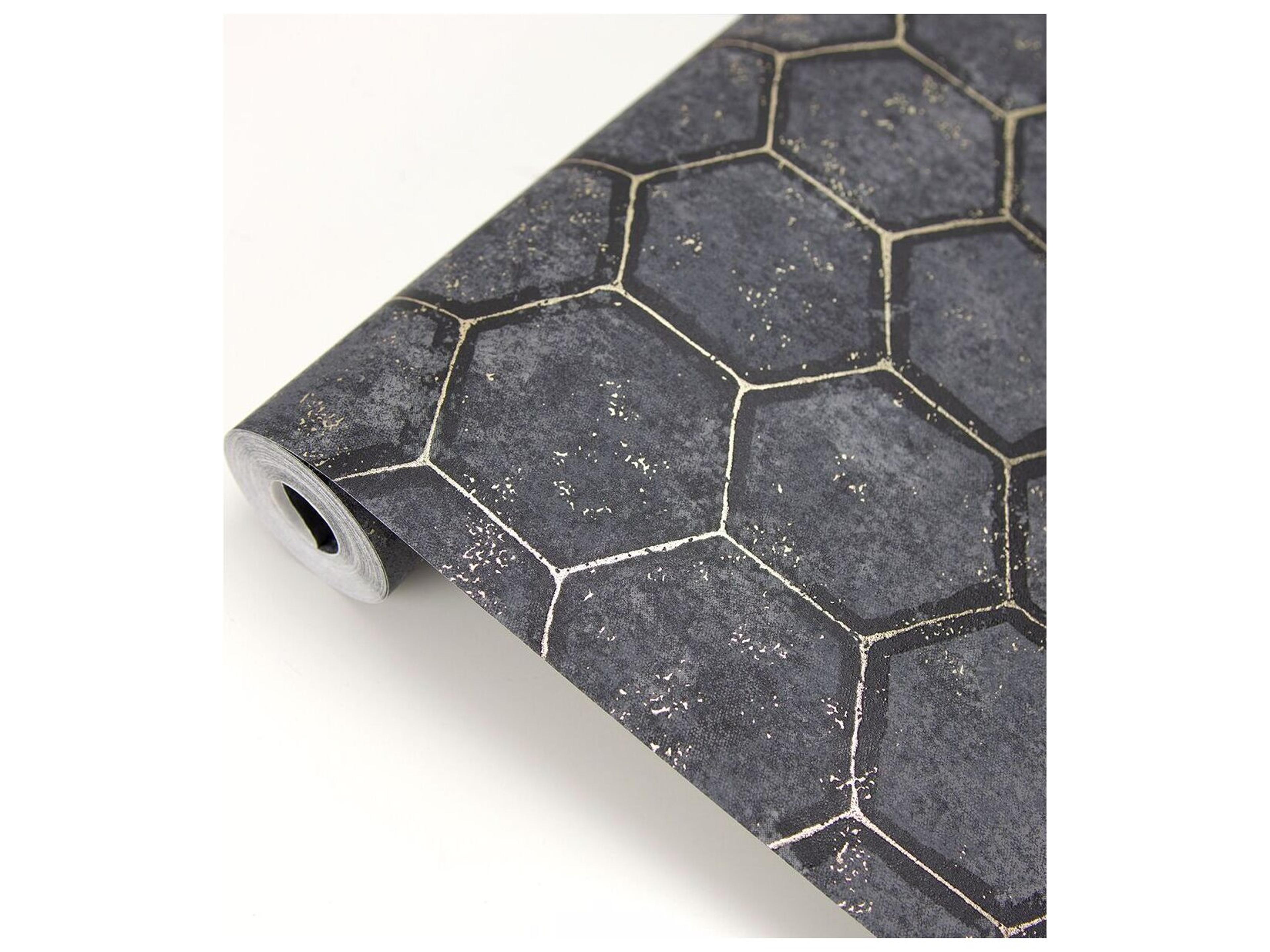 Brewster Home Fashions Polished Starling Charcoal Honeycomb Wallpaper