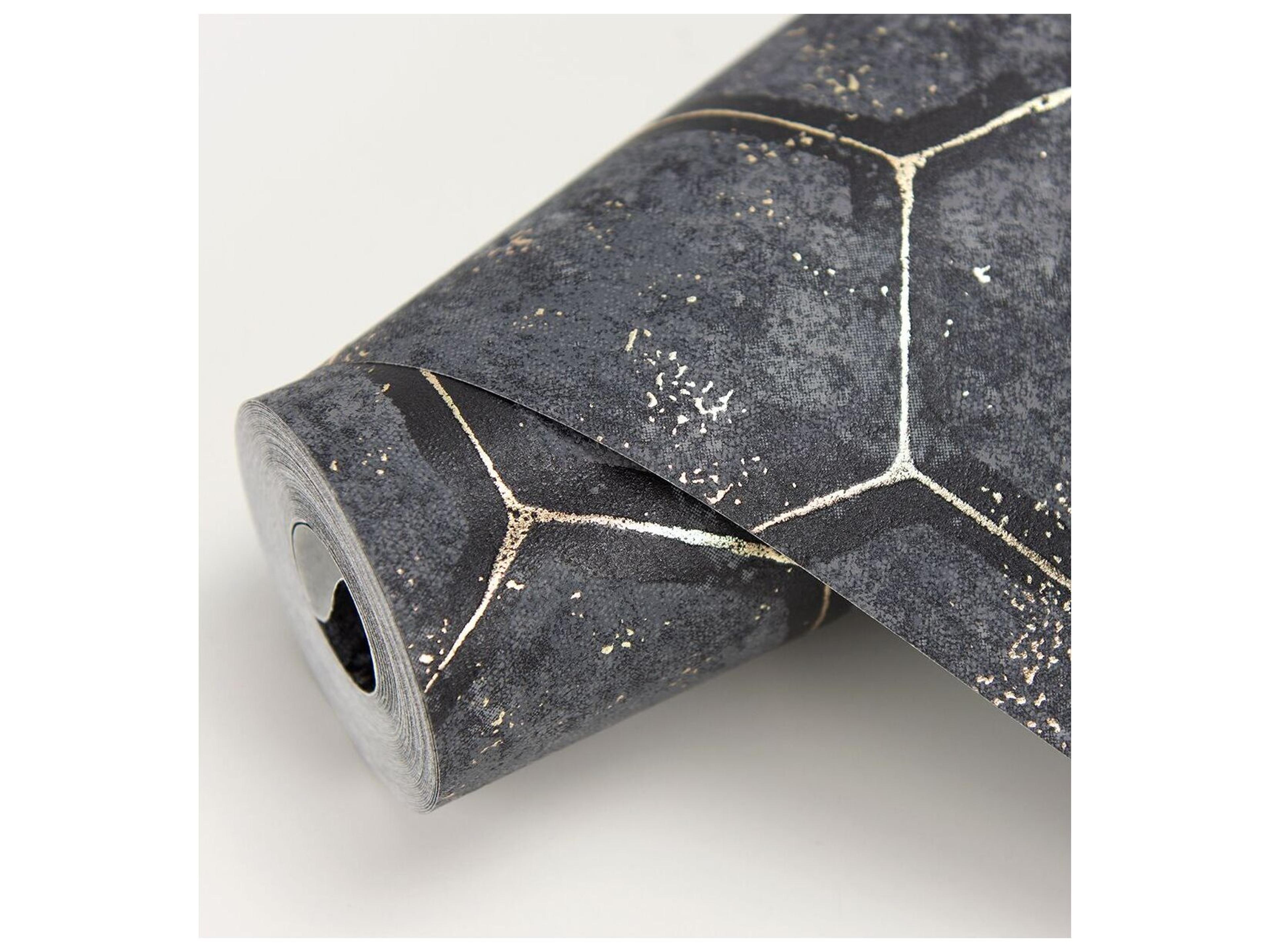 Brewster Home Fashions Polished Starling Charcoal Honeycomb Wallpaper