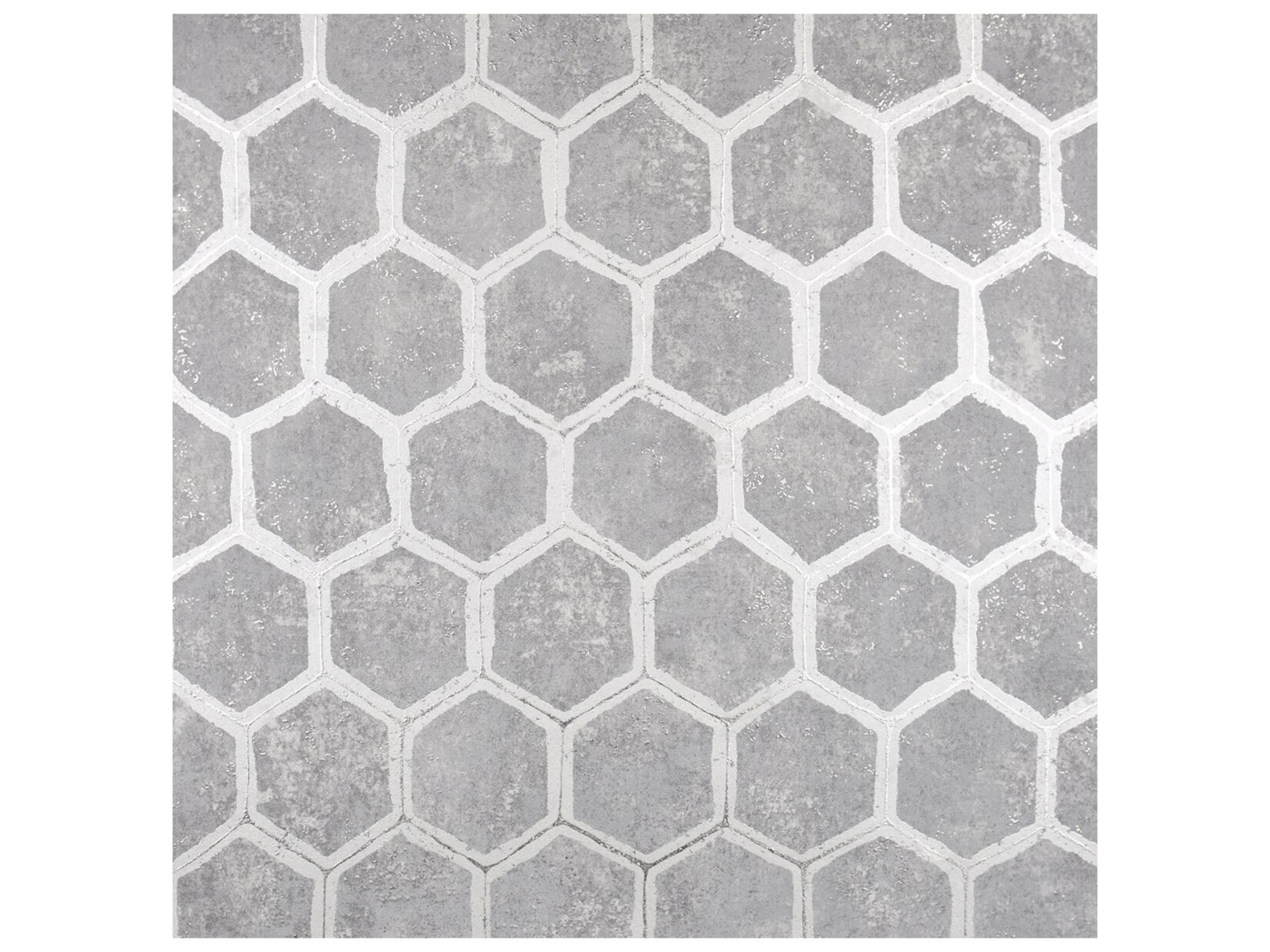 Polished Starling Pewter Honeycomb Wallpaper