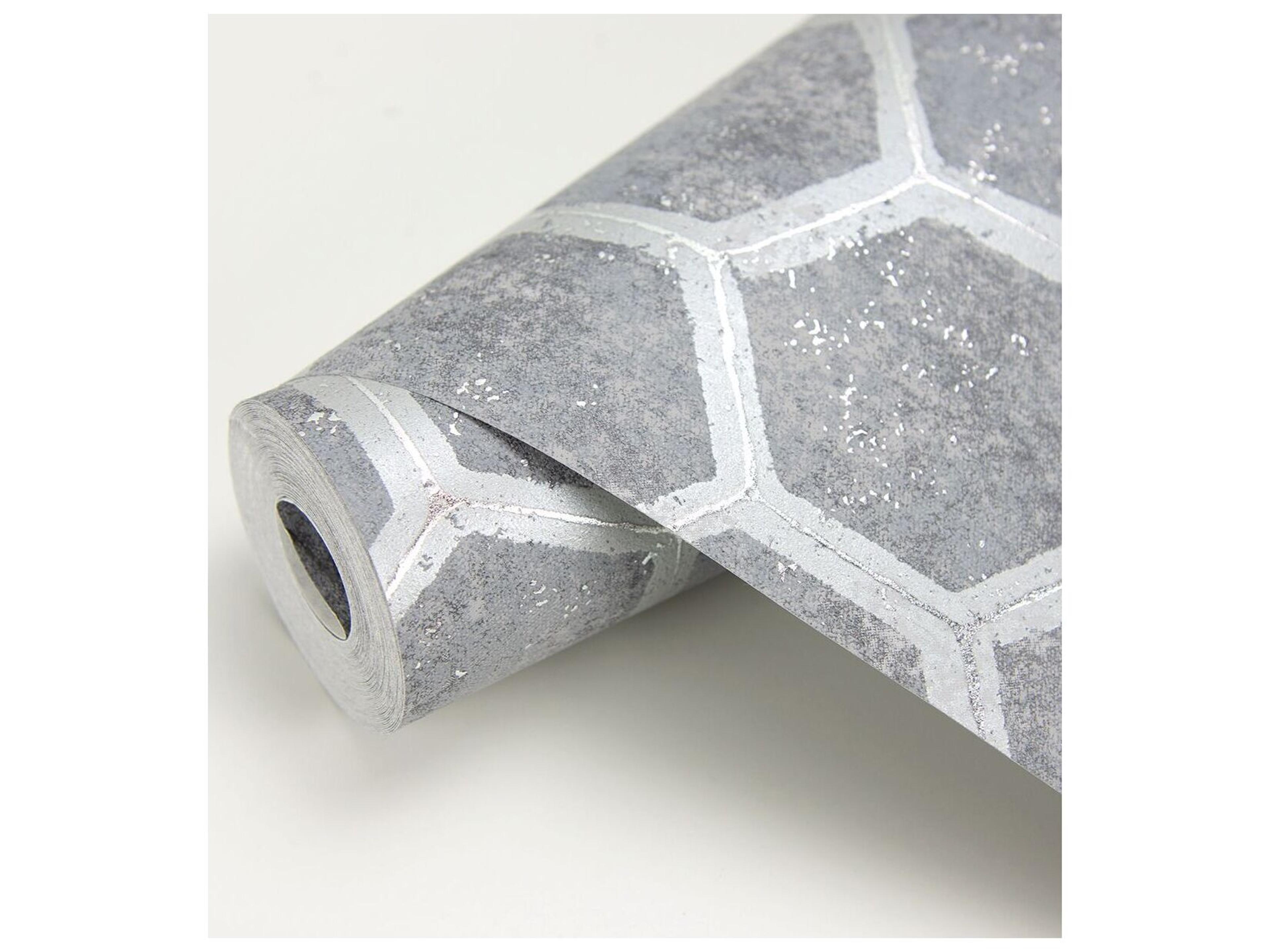 Brewster Home Fashions Polished Starling Pewter Honeycomb Wallpaper