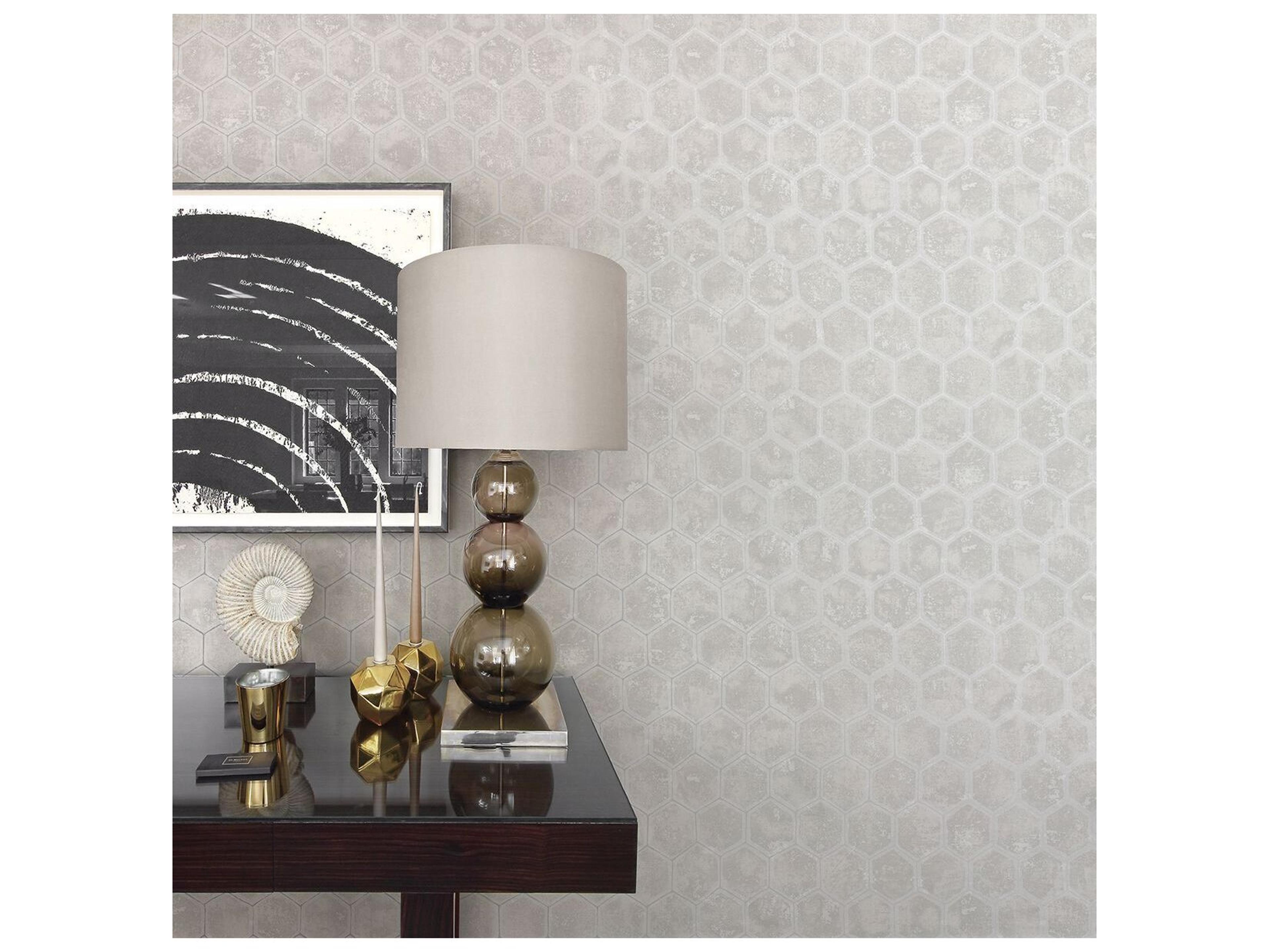 Brewster Home Fashions Polished Starling Silver Honeycomb Wallpaper