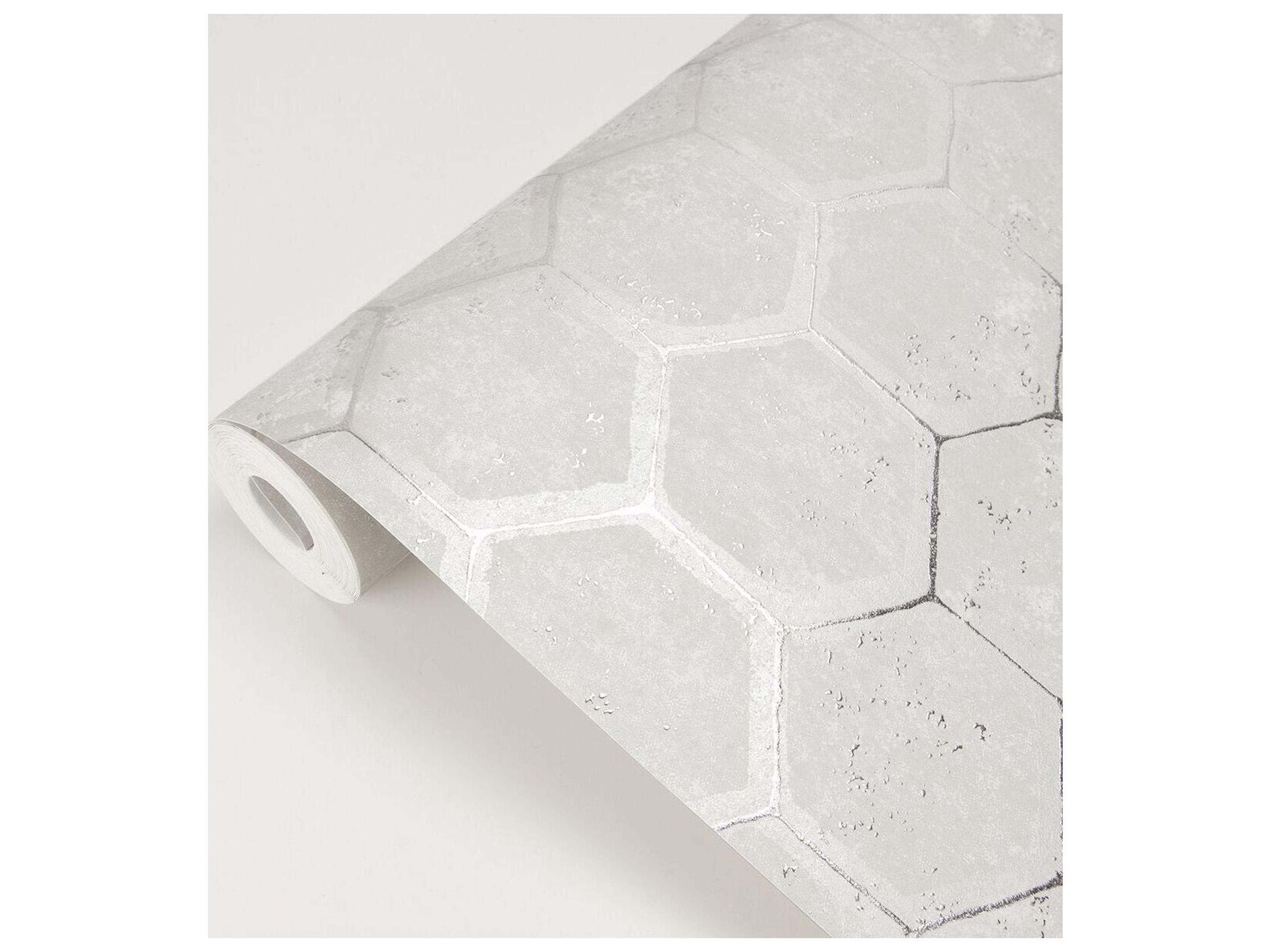 Brewster Home Fashions Polished Starling Silver Honeycomb Wallpaper