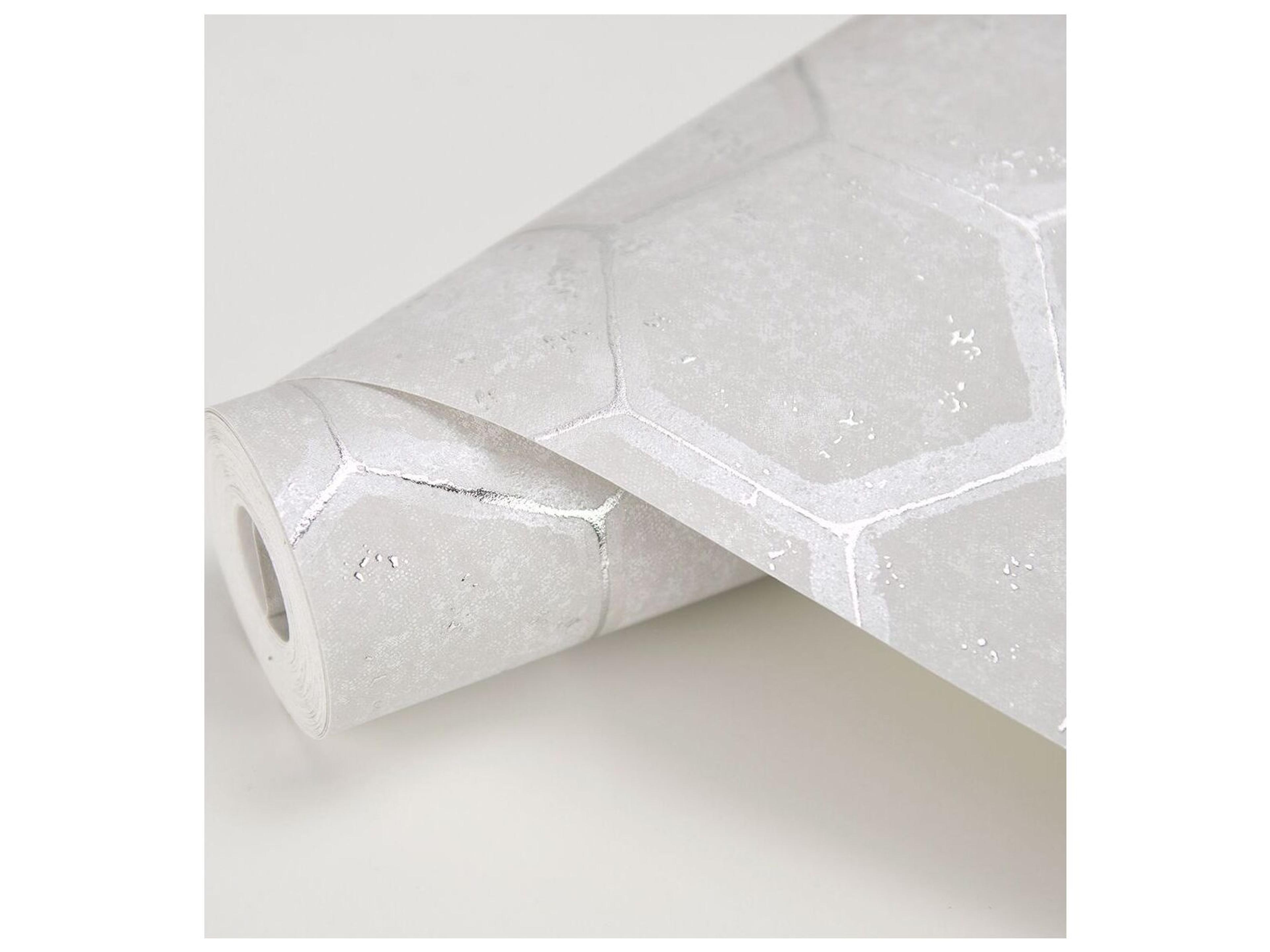 Brewster Home Fashions Polished Starling Silver Honeycomb Wallpaper